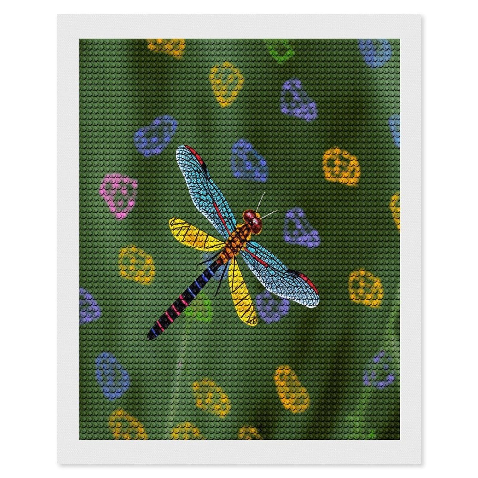 FekiLoot Colorful Dragonfly Diamond Art Kits for Adults Diamond Painting Kits for Beginners DIY Diamond Art Kits Round Full Drill Diamond Dot Gem Painting for Home Wall Decor Gift 16"x20"