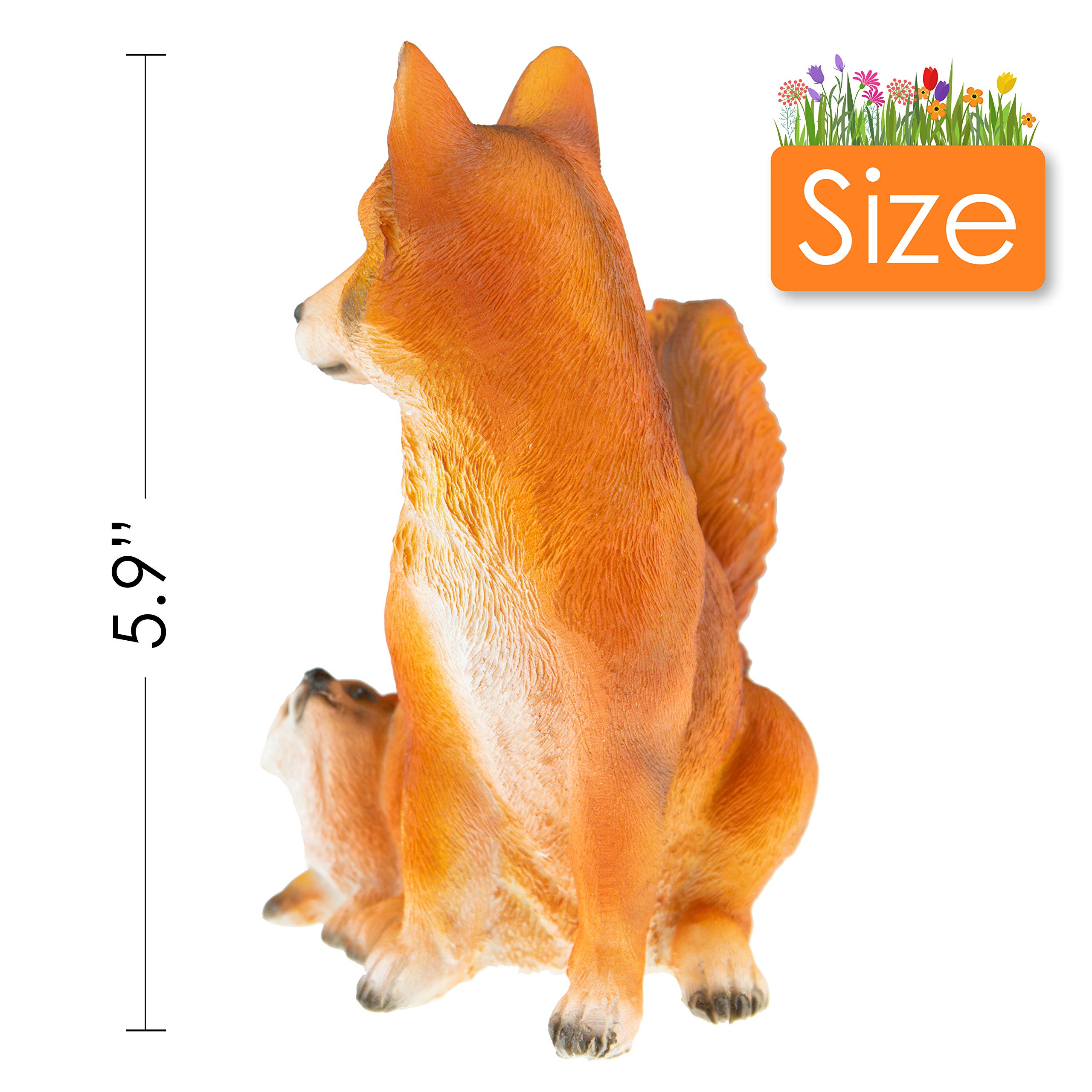 CLEVER GARDEN Cute Resin Garden Statue Decoration, Outdoor Lawn Yard Polyresin Animal Figurine Sculpture Ornament Décor, Fox Family
