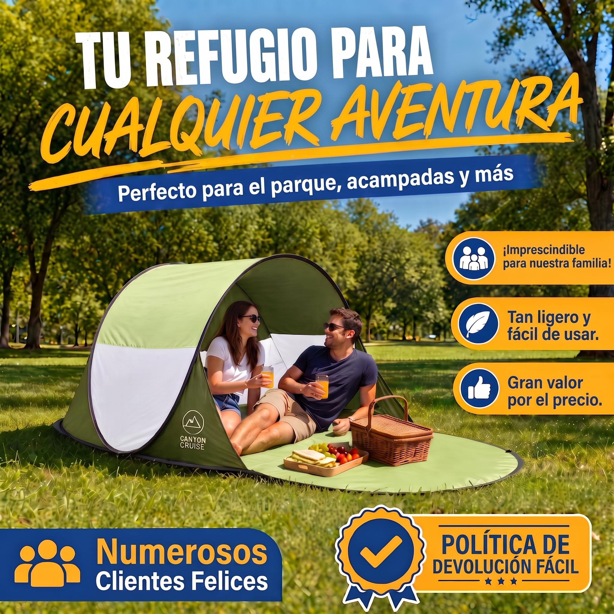 GOODS+GADGETS® Tienda Playa Pop-up 240x140 cm - Carpa de Playa | Montaje automático en segundos - protección solar SPF 30+ - postes de fibra de vidrio - solo 1,9 kg