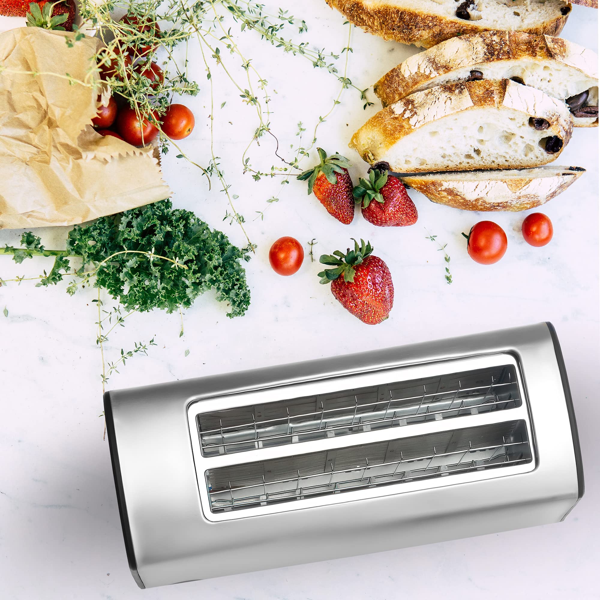 SOGO Tostadora de Acero Inoxidable, 2 Ranuras Extra Anchas, 7 Niveles de Tueste, Función Cancelar y Recogemigas – Eficiente y Elegante, SS-5395
