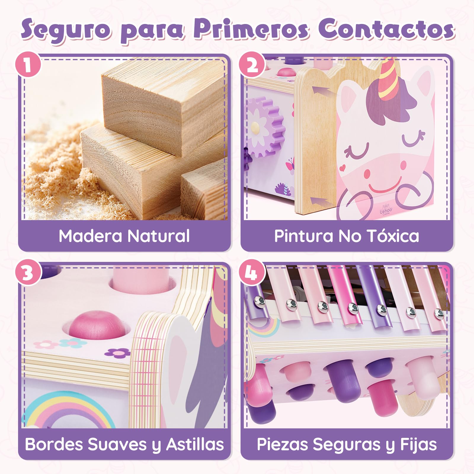 Lehoo Castle Juguetes Montessori 1 Año, Juguete de Madera con Xilófono y Martillos para Bebés, Juguetes Educativos de Motricidad para Niños, Regalos de Cumpleaños y Navidad para Niñas 1-3 Años