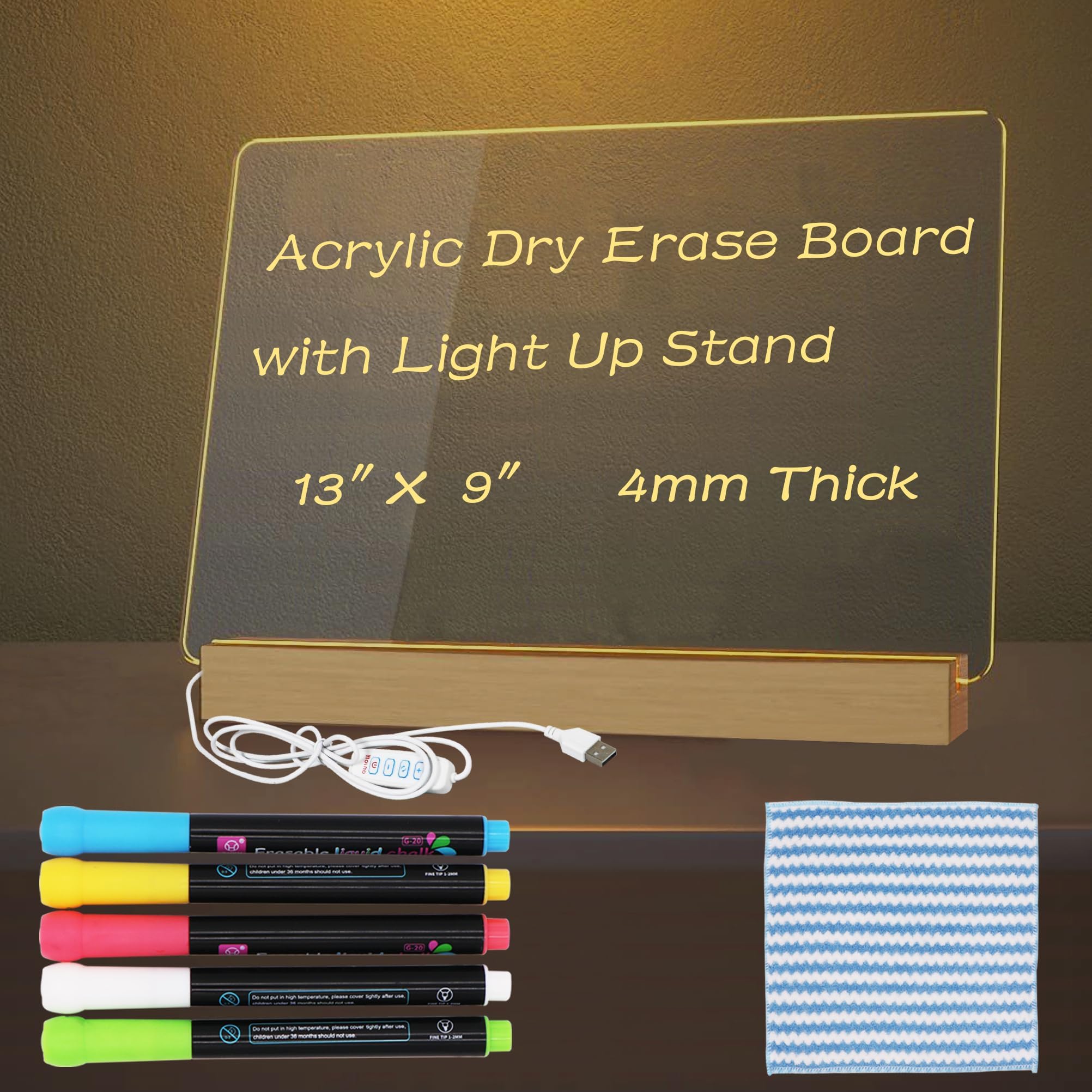 Acrylic Dry Erase Board with LED Light, Dry Erase Board