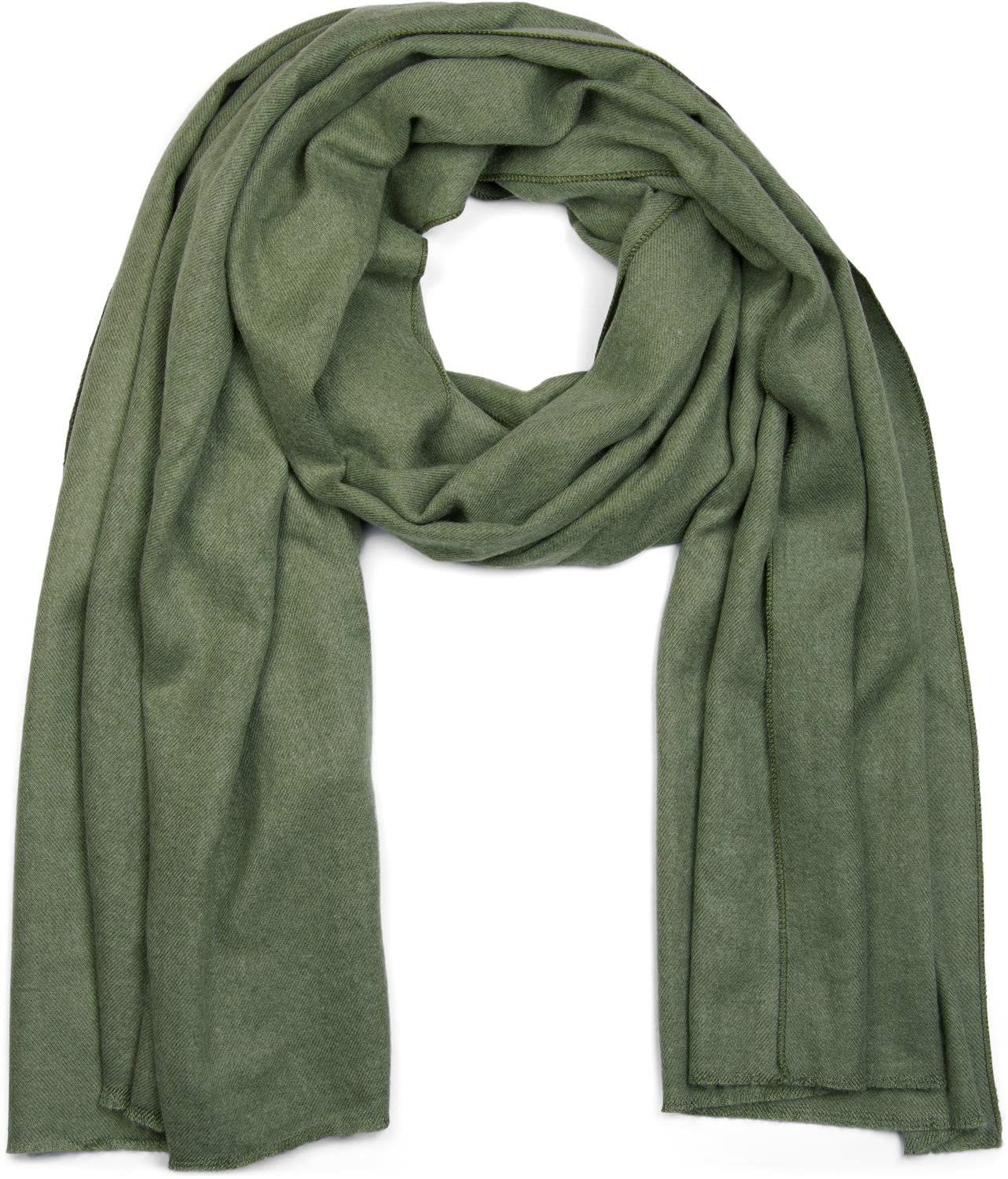 styleBREAKER soft solid color shawl scarf with fringes, wrap, unisex 01017070, Colour:Green