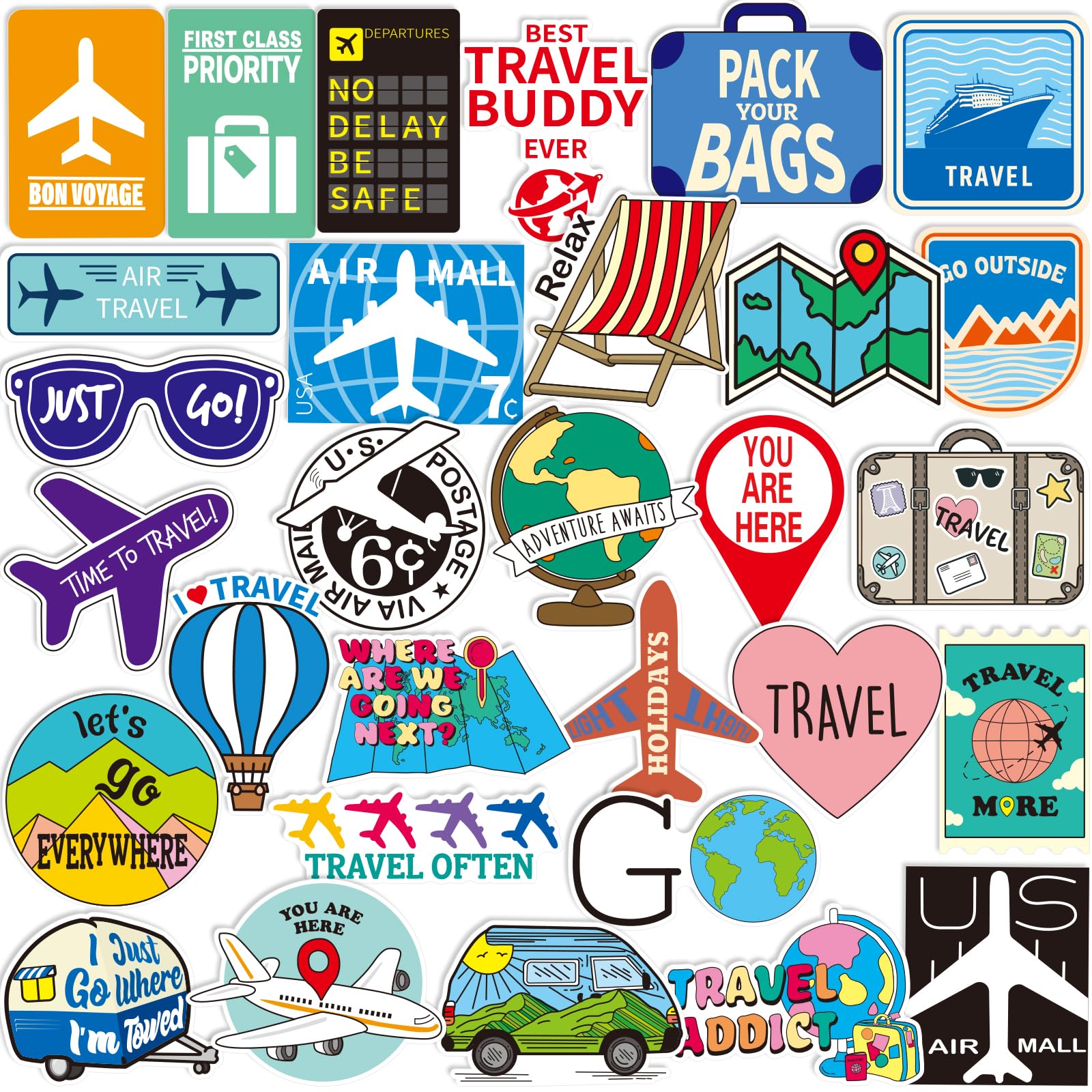 Autocollants de voyage pour création de journal de bord et décoration de valise
