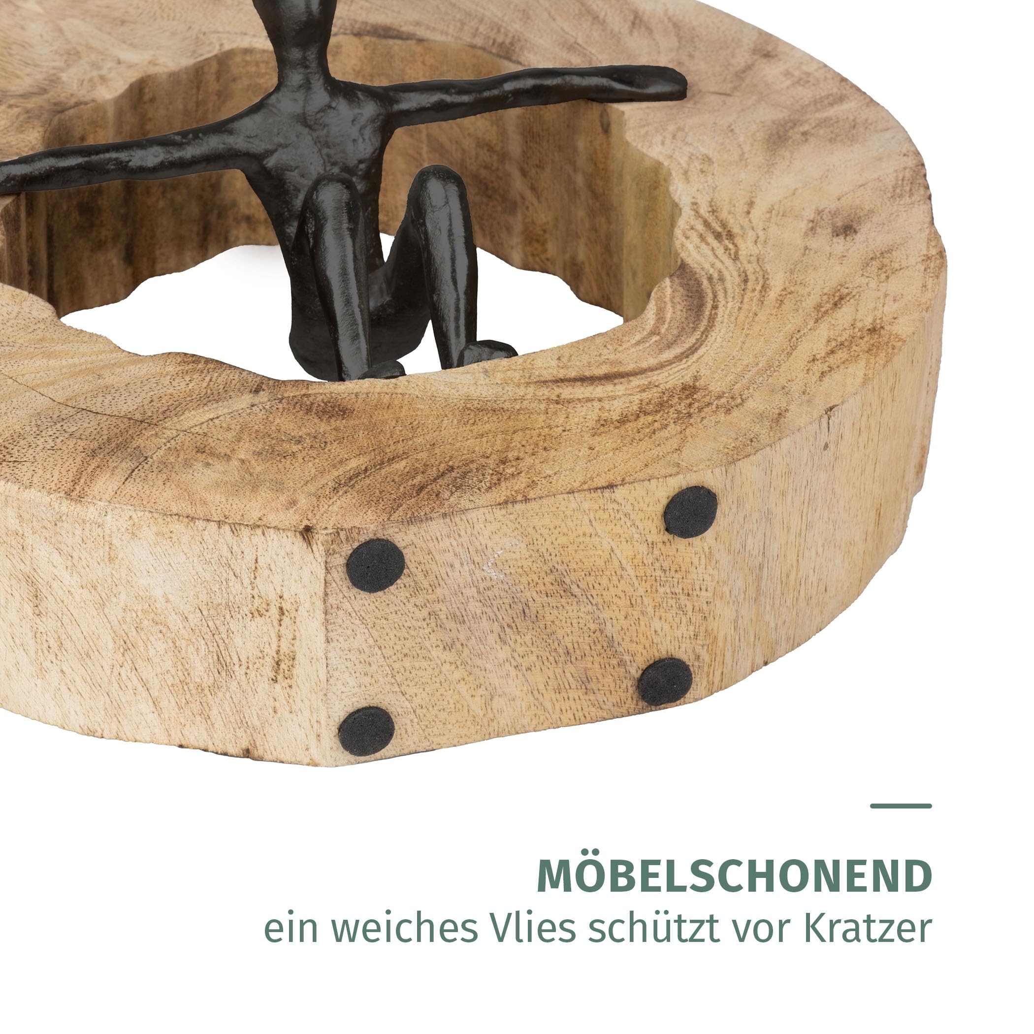 Moritz Skulptur Wage den Sprung 27 cm schwarz – Mangoholz Deko Figur modern | Handgefertigt aus Massivholz und Aluminium, Unikat mit feiner Maserung, Symbol für Mut und Balance, ideal für Büro und Regal