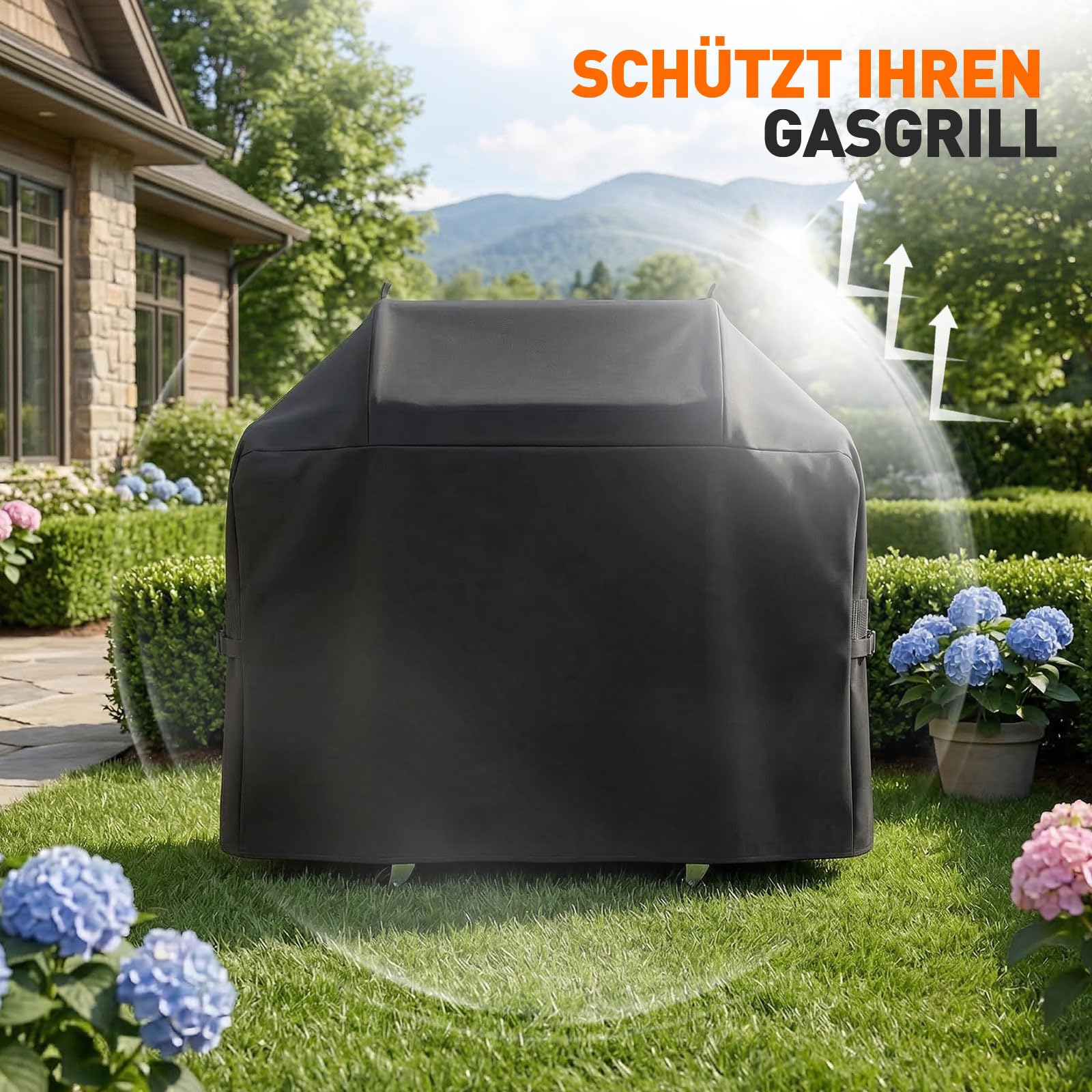 Copertura per barbecue 600D adatta per Napoleon Rogue 425/525 61427/61527, 155 x 64 x 125 cm, copertura di ricambio impermeabile e resistente ai raggi UV, antistrappo, per esterni, colore nero