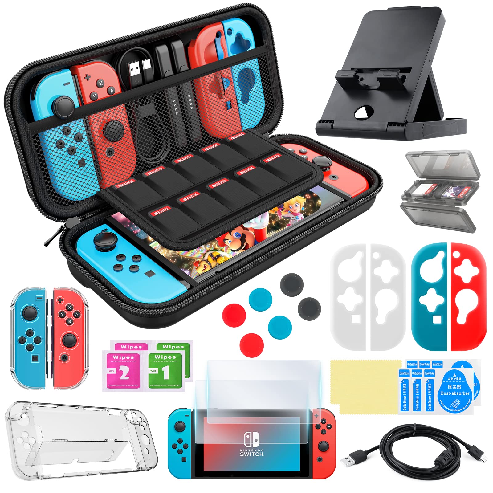 Nintendo Switch 本体とケースセット Accessories Kit Case For Nintendo Switch OLED 22 in 1, Thick Black