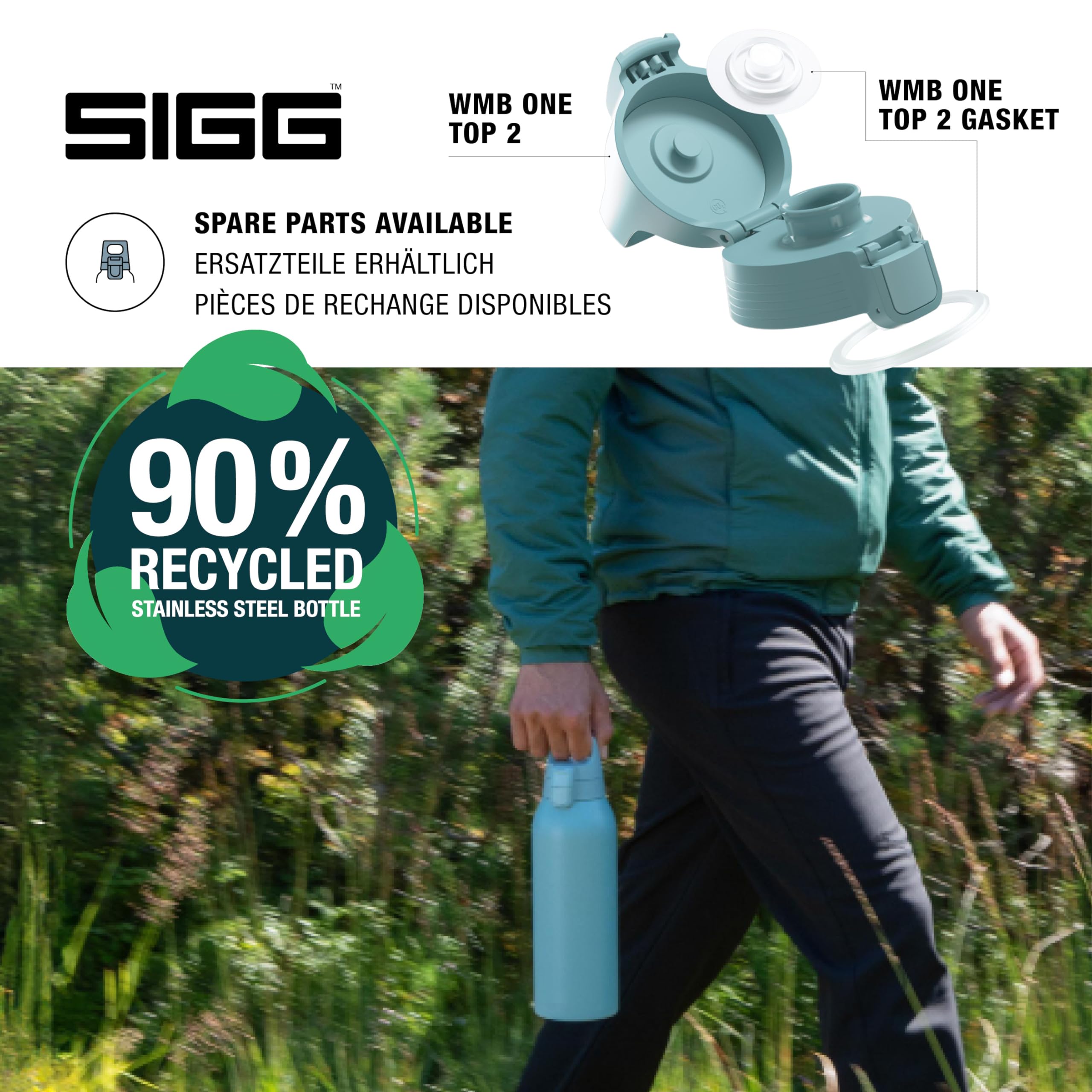 SIGG - Butelka do picia ze stali nierdzewnej – Shield ONE Morning Blue – nadaje się do napojów gazowanych – szczelna – lekka jak piórko – nie zawiera BPA – do użytku na zewnątrz i fitnessu – 1,5 l