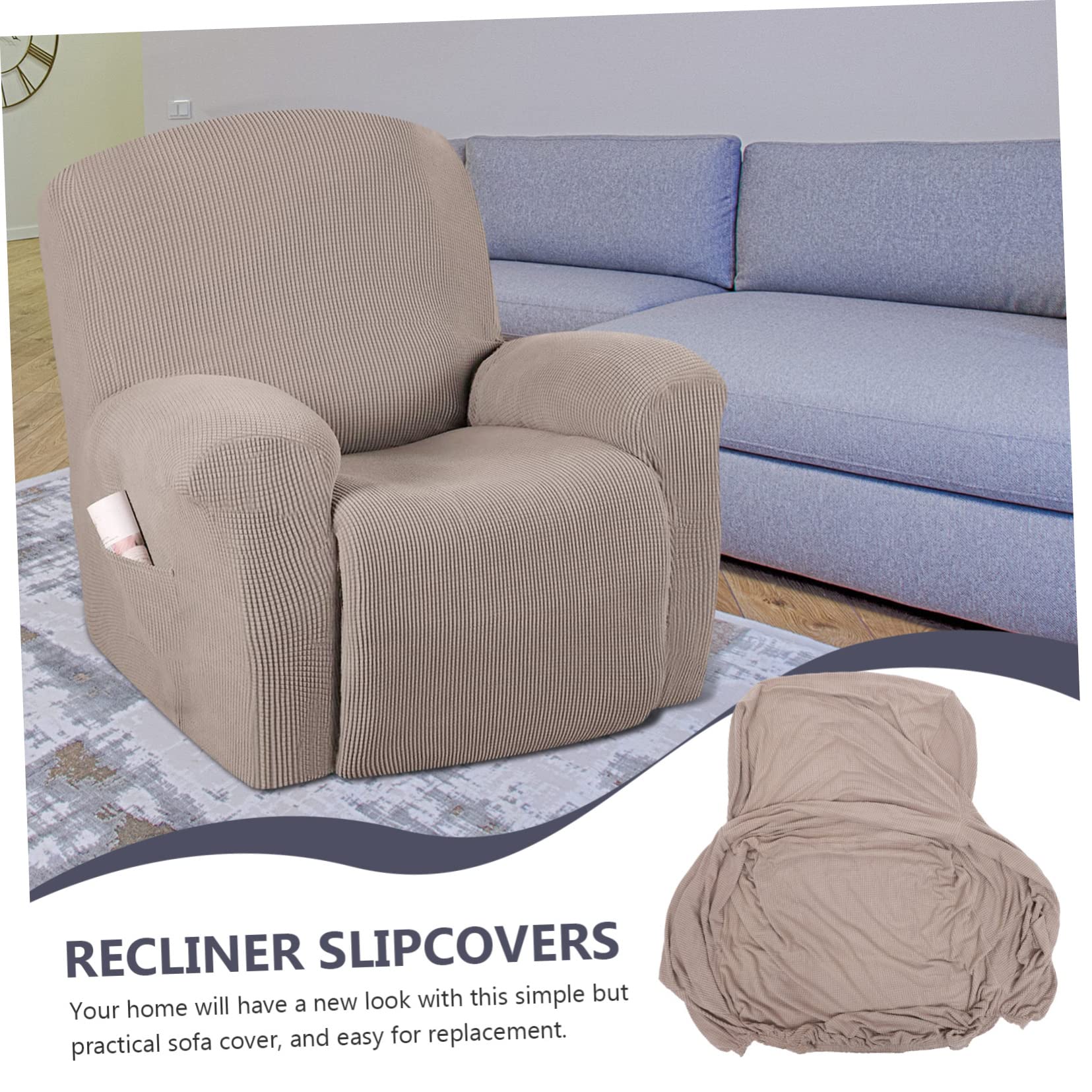Unomor Recliner Chair Covers Full-Body Slipcover for Recliner Soft Velvet Sofa Set Easy to Fit Brown Single Seat c