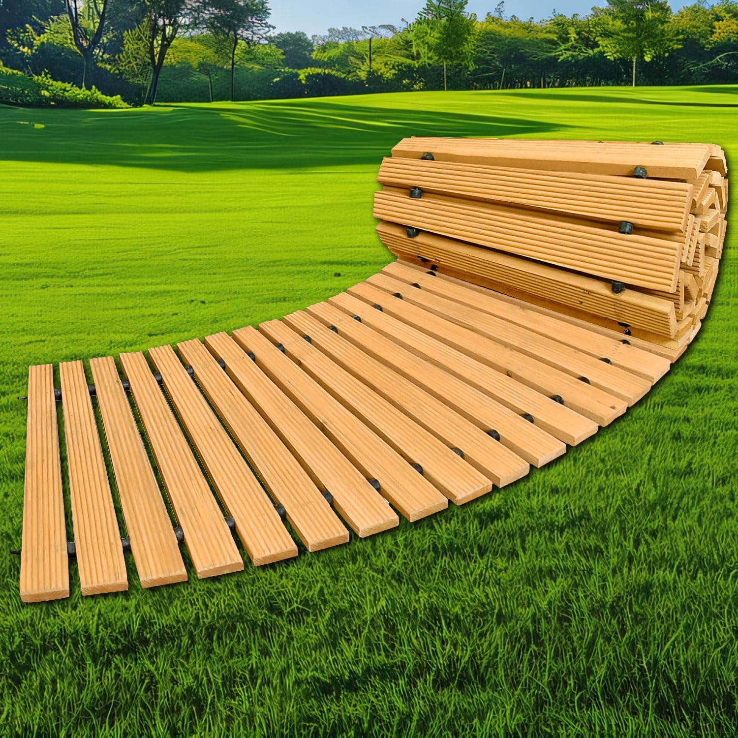 Wooden Garden Pathway Outdoor Roll Up Walkway Cedar Wood