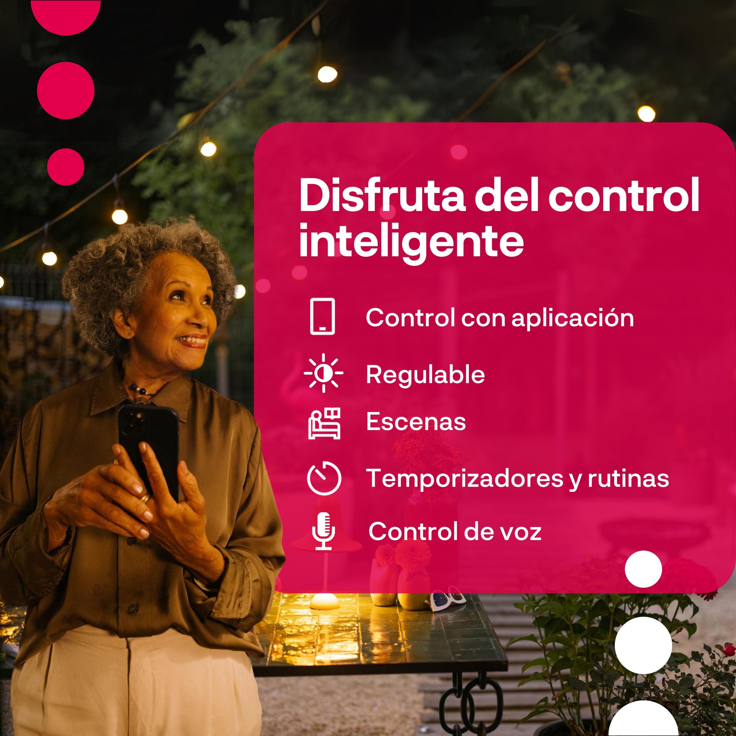 innr Guirnalda para Exterior 8 m, 16 bombillas, para Hue* y hubs Zigbee | Luz LED Blanco cálido (2200 K), regulable, luces para terraza y jardín, Kit completo