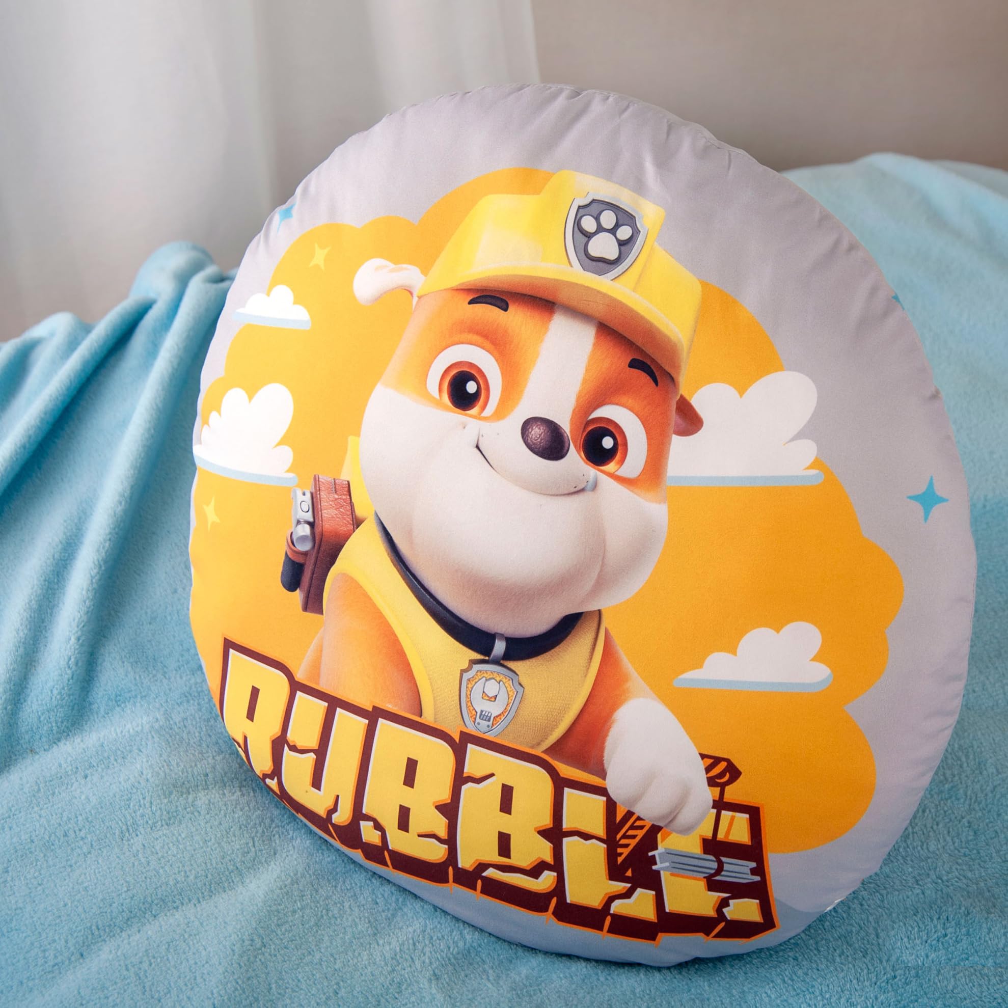 Herding Okrągła poduszka Paw Patrol, średnica 50 cm, miękka poduszka dekoracyjna do pokoju dziecięcego, 100% poliester