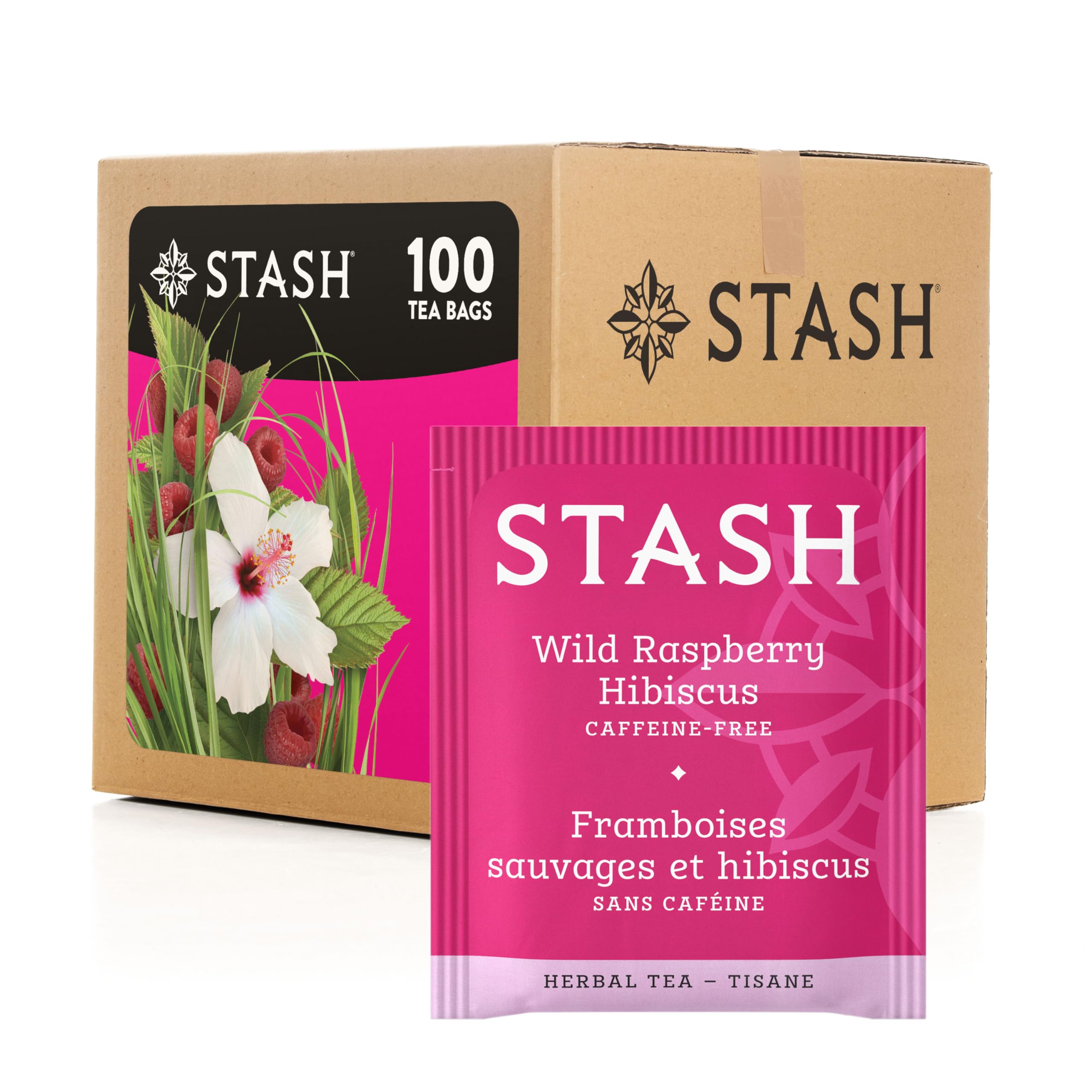 Tea Wild Raspberry Hibiscus Herbal Tea, Box of 100 Tea Bags (Packaging May Vary)