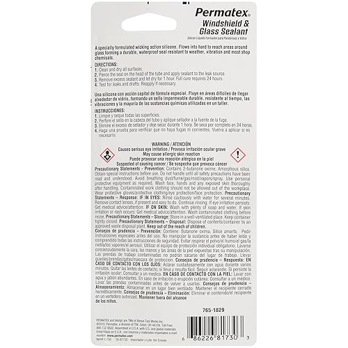Miniatura 2 de Permatex 81730 silicona fluida sellador para vidrio de parabrisa, 1.5 oz, Multicolor