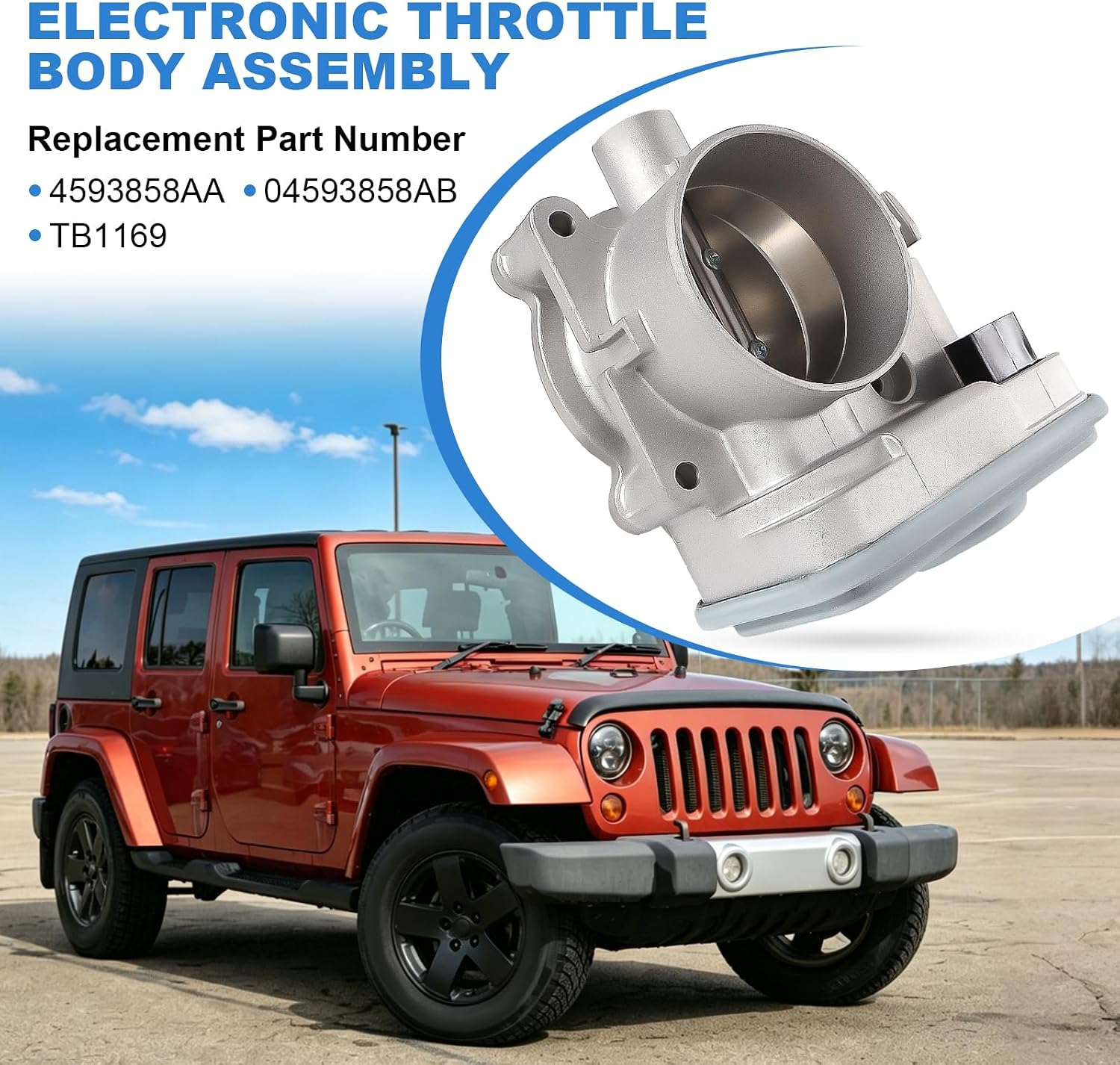 4593858AA Throttle Body Compatible With Chrysler Pacifica 2008 / Town & Country 2008-2009 ; Dodge Grand Caravan 2008-2009 ;Jeep Wrangler 2008-2009 3.3L 3.8L V6# 04593858AB TB1169 | 4593858AA 04593858AB TB1169