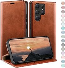 HUOUH für Samsung Galaxy S25 Ultra Hülle mit RFID Schutzhülle aus Lederhülle Handyhülle,Kartenfach Leder ständer Handy hülle,360 grad Schutz Cover für Samsung S25Ultra Klapphülle Wallet Case Hellbraun