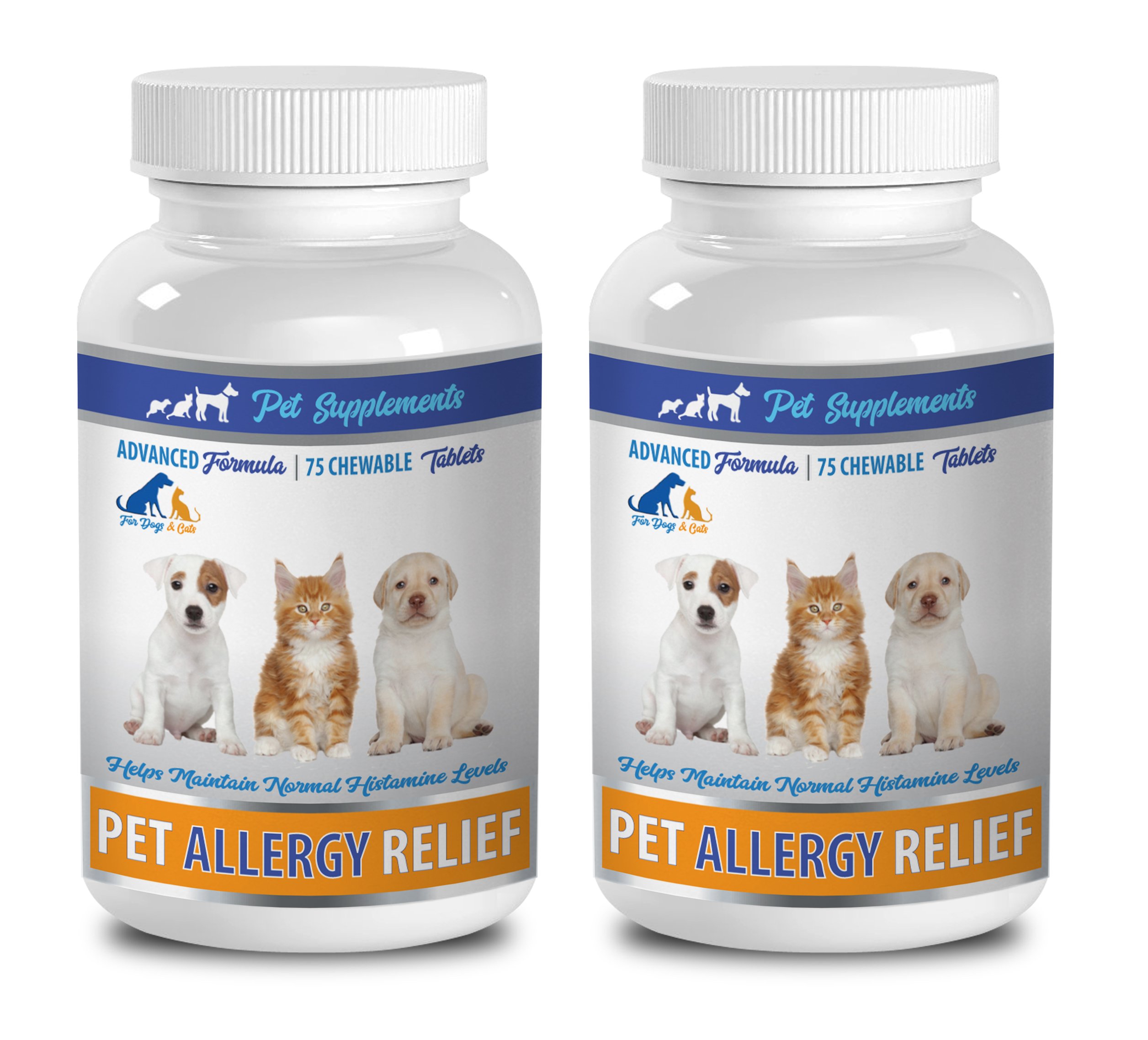 Anti Allergy for Cats - Allergy Relief Pets - for Dogs and Cats - Amazing Formula - Chewy Tablets - cat Dry Skin Supplements - 2 Bottle (150 Chews)