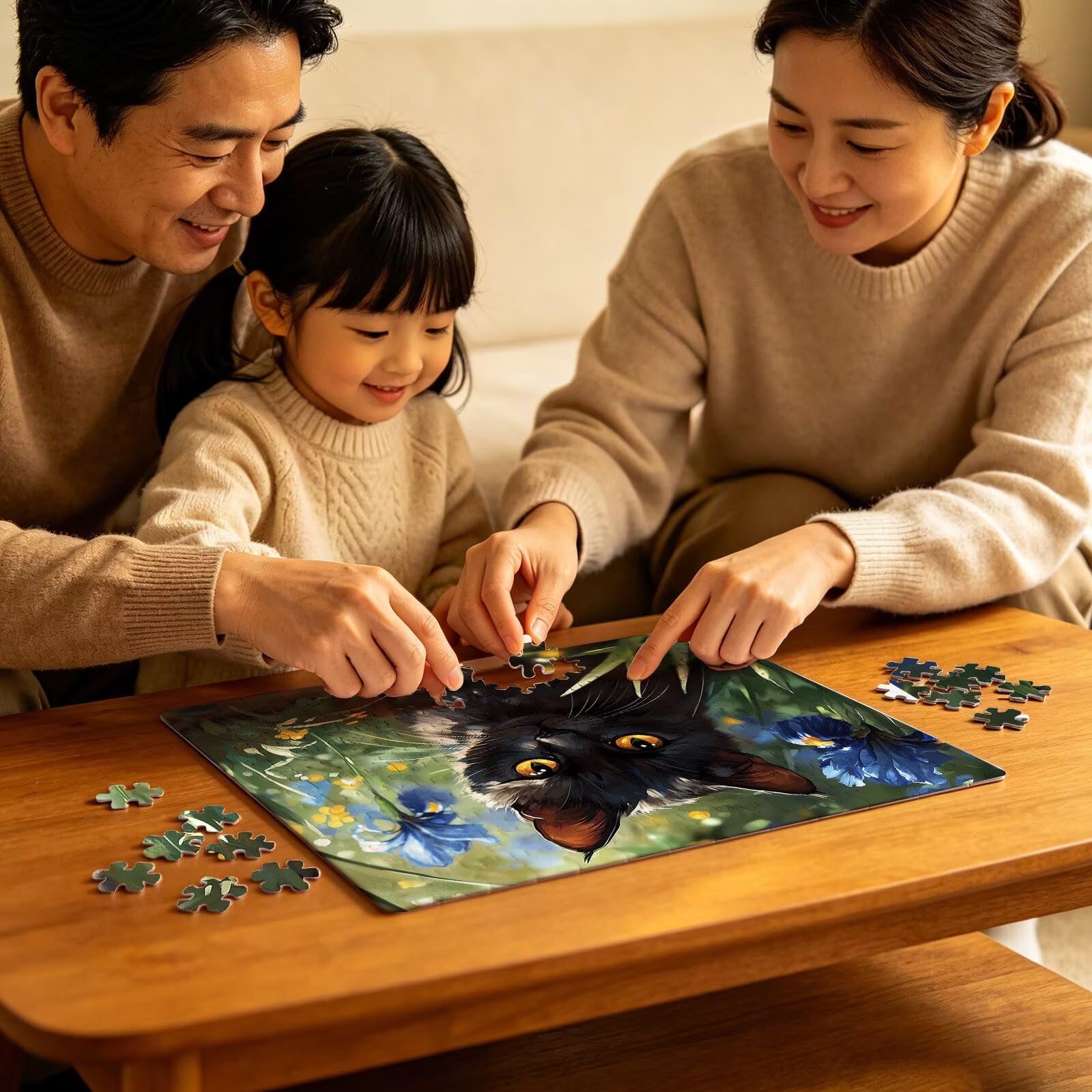Puzzle animale gatto, Puzzle Adulti 3000 pezzi, Puzzles Legno con Squisita Scatola di Imballaggio, Rompicapo per Esperti con Incastro Perfetto, Stampa Alta Definizione, Regalo per Adulti W3H-812