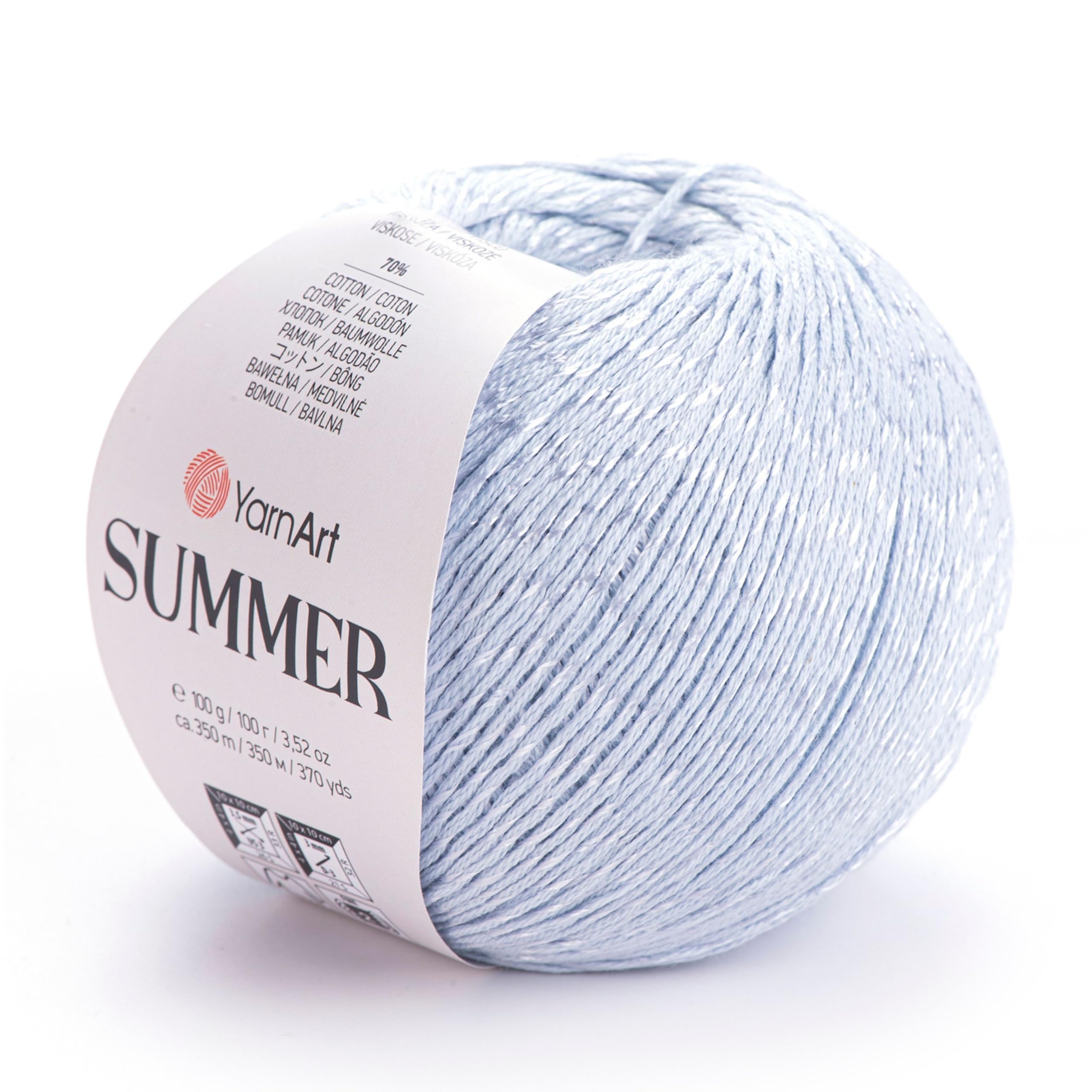 YarnArt Summer – Lightweight Glittery Yarn, 70% Mercerized Cotton, 30% Viscose – Sparkly Knitting & Crochet Yarn for Shawls, Clothes & Accessories (50)