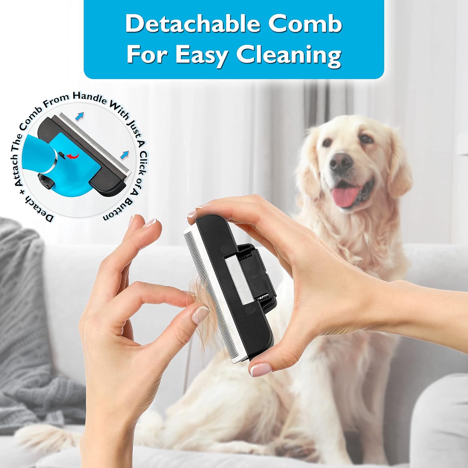 BOSHEL De-Shedding Dog Brush – Upgraded Easy Clean Dog Grooming Brush Reduces Shedding Up To 93% - Anti-Slip Handle - Stainless Steel Undercoat Deshedding Tool For Dogs & Cats of Long & Short Hair Pet : Pet Supplies