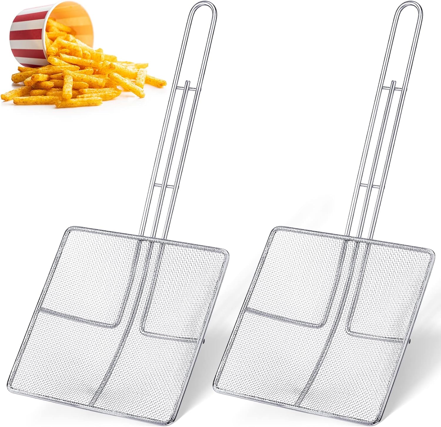 Mumufy 2 Pcs Square Fryer Skimmer Oil Skimmer for Deep Fryer Fine Mesh Skimmer