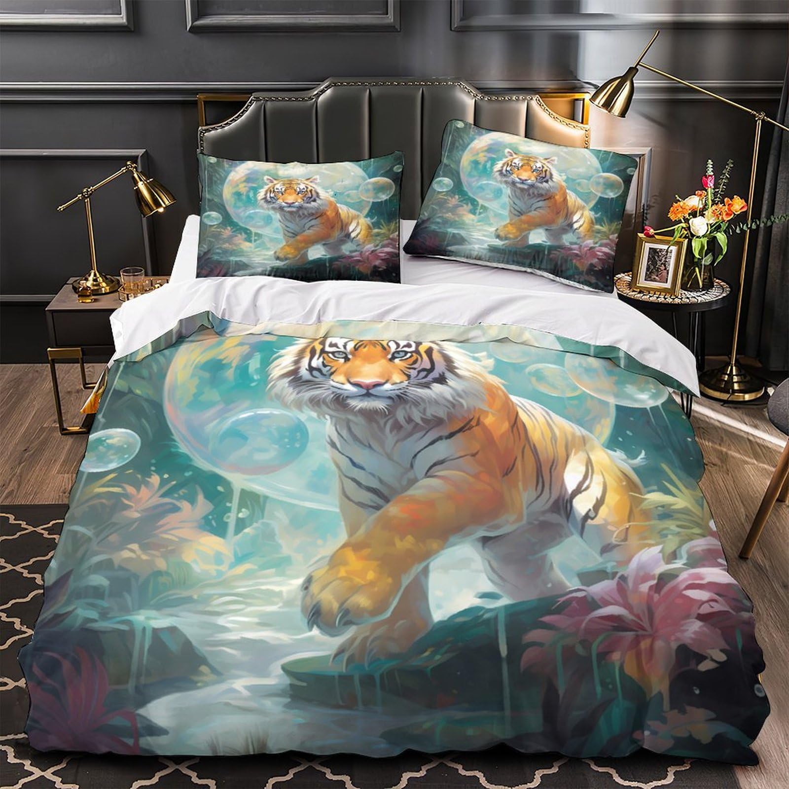 Housse de couette effet 3D artistique douce pour lit double
