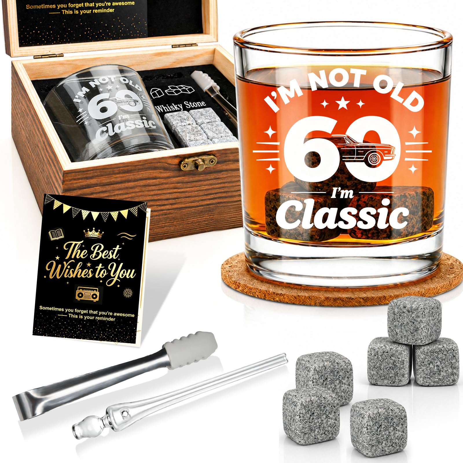 EXREIZST 1966 Whisky Glass Set – 60th Gifts for Him, Box & Stones — image 1
