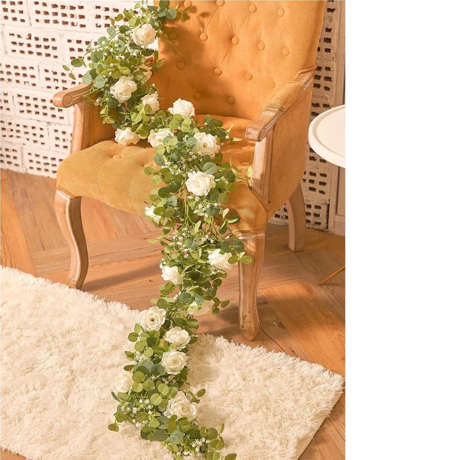 piante finte 1 pz 5.9FT Artificiale Eucalipto Vite Falso Rosa Fiori Gypsophila Ghirlanda for La Cerimonia Nuziale Festa A Casa Mestiere di Arte Runner Decor per decorazione(GRAY)
