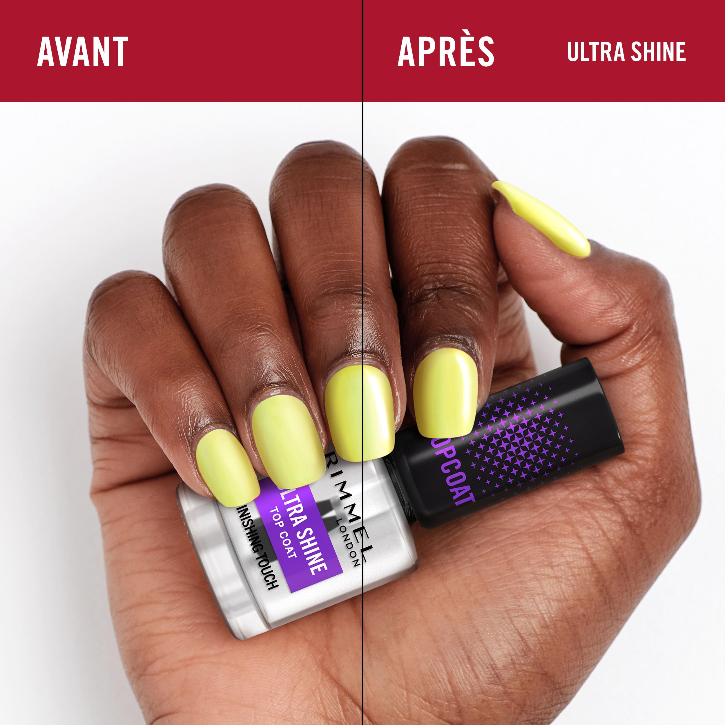 Rimmel London Ultra Shine Vernis top coat, effet ultra-brillant, fait durer la manucure, protège et sublime le vernis à ongles, formule vegan, 12 ml