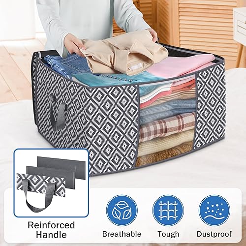 Miniatura 5 de Direct 100L, paquete de 3, contenedores de almacenamiento, contenedores grandes de almacenamiento de ropa, bolsas plegables de organización y
