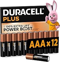 DURACELL Batterie Plus AAA (Confezione da 12) – Batterie Alcaline da 1,5 V – Fino al 100% di durata extra con Attivi POWER BOOST – Affidabilità per i dispositivi di utilizzo quotidiano - MN2400