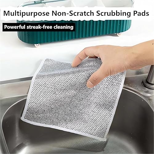 Miniatura 4 de Zyluxa Power Scrub, paño de limpieza Zyluxa, paños de limpieza Poshzon, trapos multiusos para lavar platos de alambre húmedo y seco, paño limpio