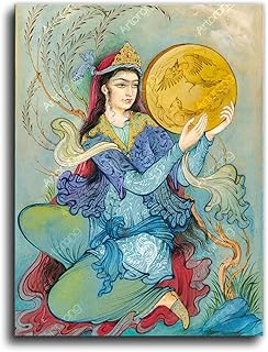 Persian girl playing the Daf, Persian miniature painting print, Iranian canvas prints wall art for your unique home decoration, Iranian painting, Persian gift 75x100 CM (30"x40")