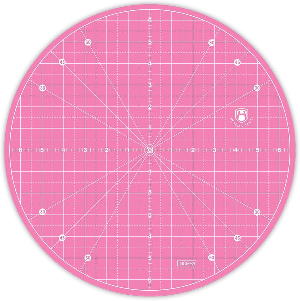 Headley Tools 13"x13" Round Rotating Cutting Mat, Self Healing Mat with 360-Degree Rotation & Anti-Slip Base, Sewing Board Cutting