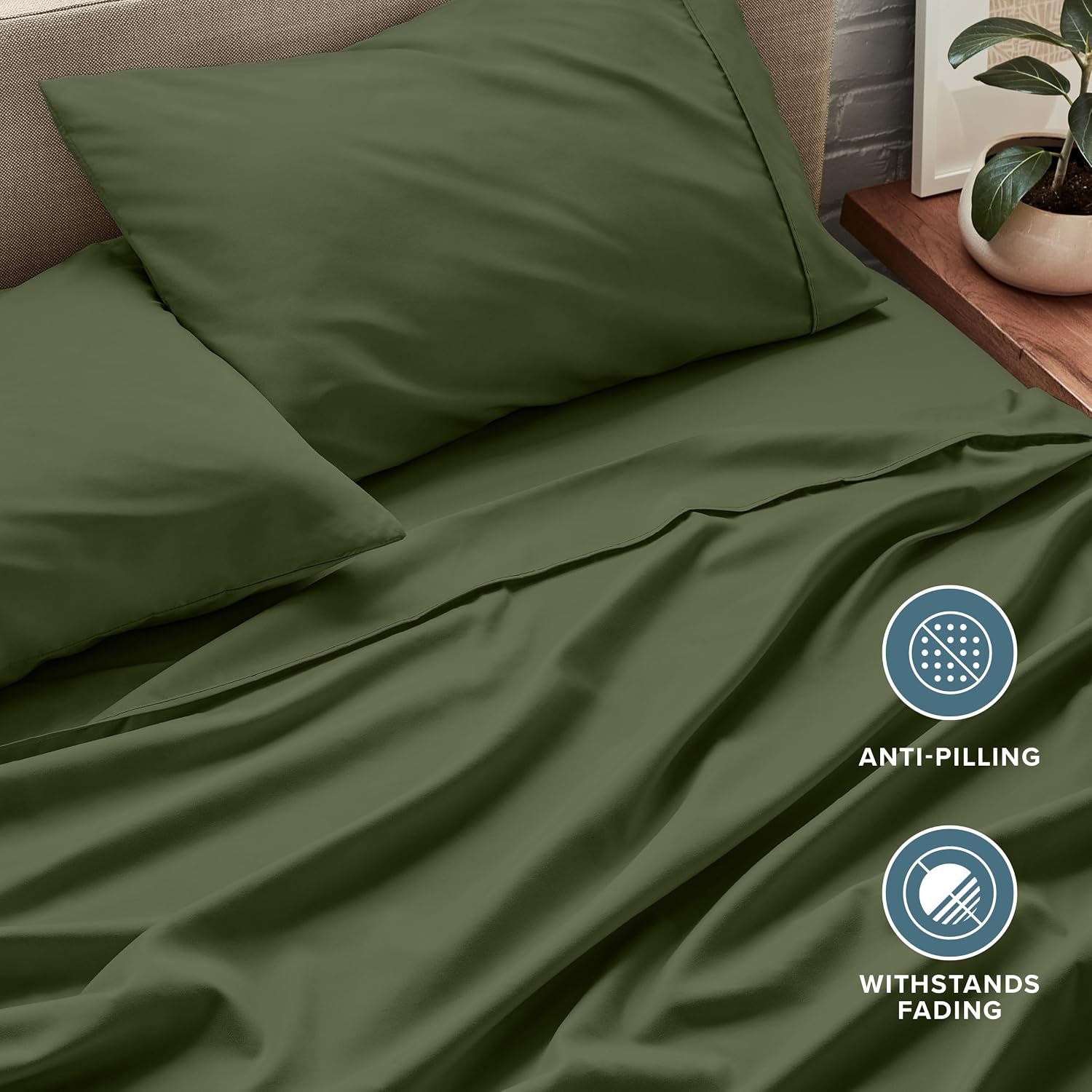 Bare Home Split Head Flex King Sheet Set - 1800 Ultra-Soft Microfiber Bed Sheets - Double Brushed - Deep Pockets - Easy Fit - 4 Piece Set - Bedding Sheets & Pillowcases (Cypress)