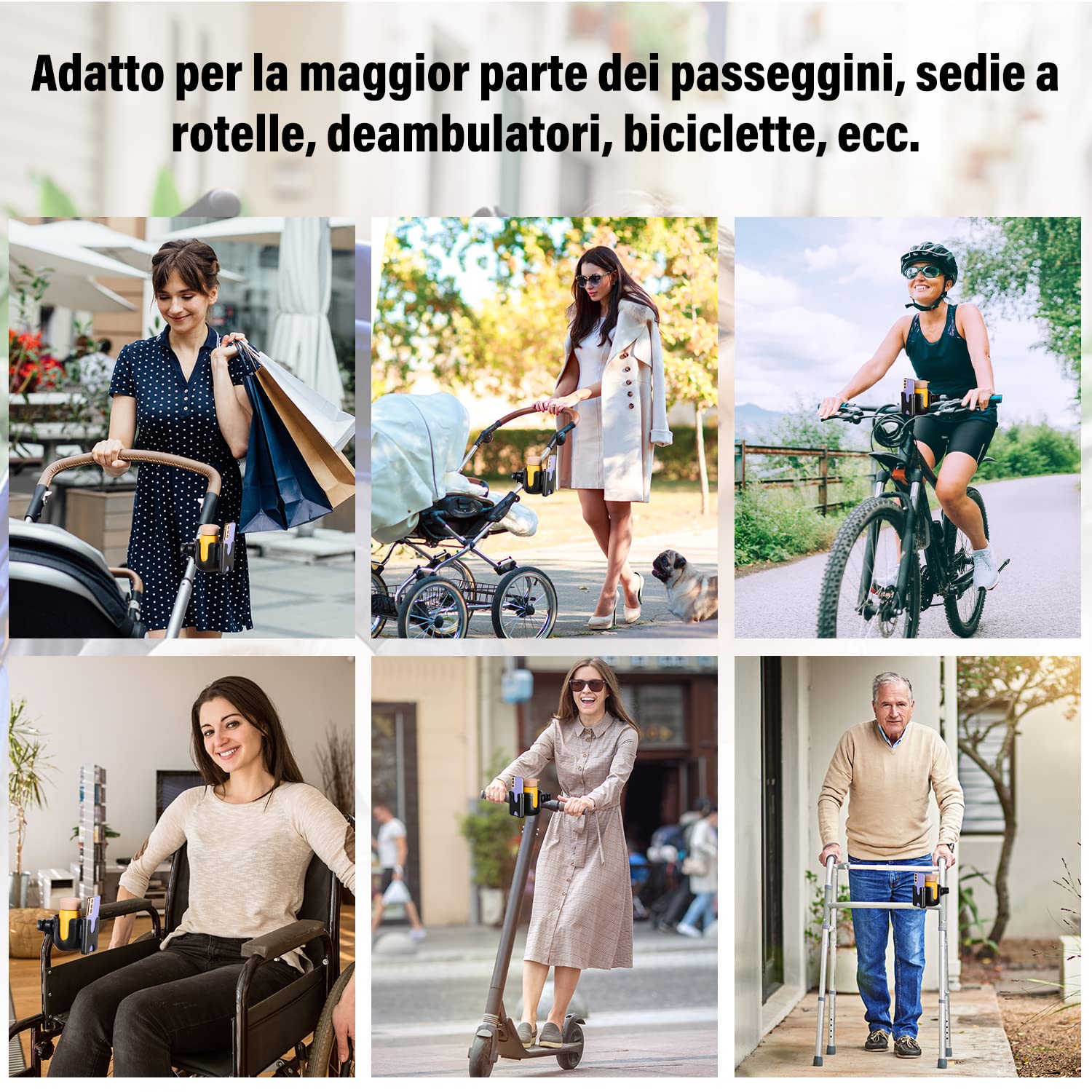 supregear Portabicchieri per Passeggino Universale, Rotazione di 360 Gradi Portabicchieri per Genitori 2-in-1 Portaborraccia Portacellulare per Passeggino Walker Bike, Nero e Senza Attrezzi