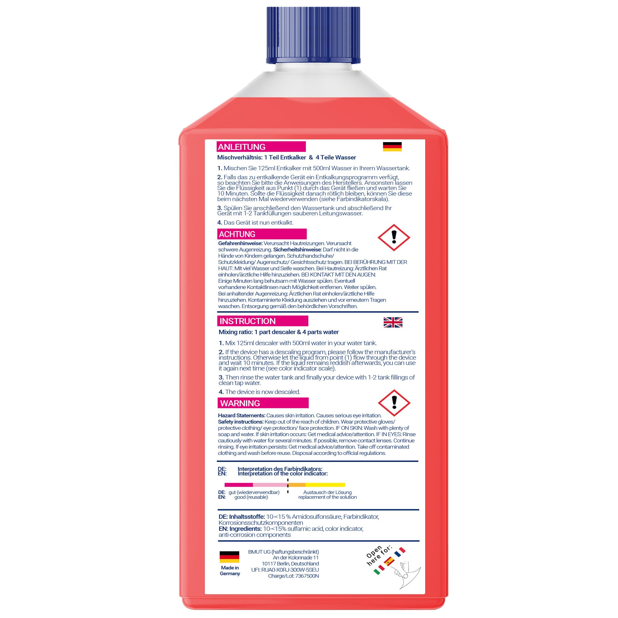 Uniwersalny odkamieniacz, koncentrat, 1 x 750 ml, do ekspresu do kawy, czajnika elektrycznego itp., do 6 zastosowań po 125 ml