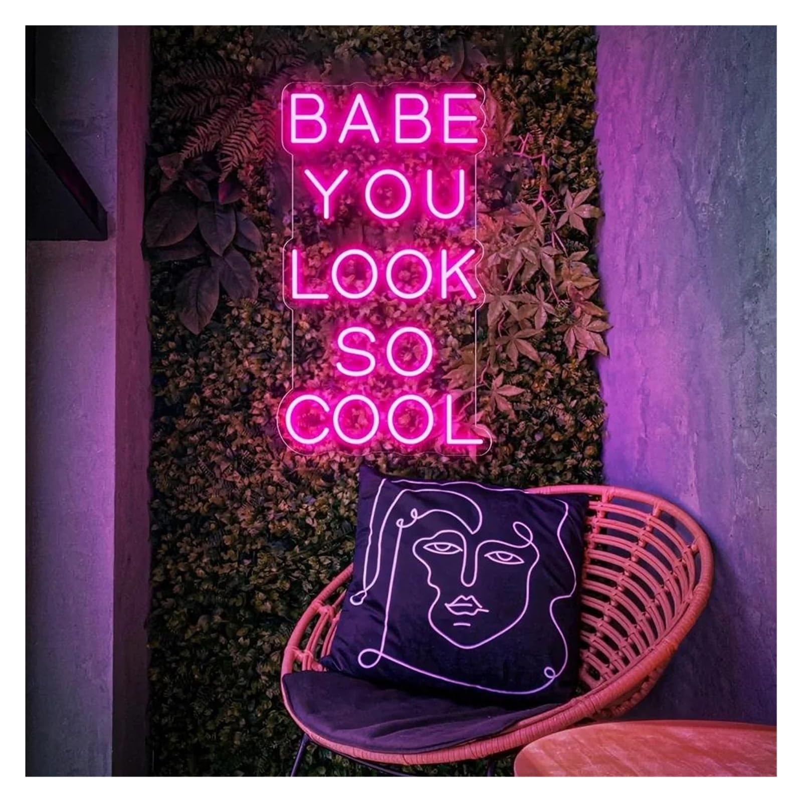 Hängende Kunst-Leuchtreklamen Babe You Look So Cool Neonschild, LED-Licht, Helligkeit Einstellbar, Für Schlafzimmer, Hochzeit, Party, Zimmer, Home Shop, Wanddekoration(F,45cm)