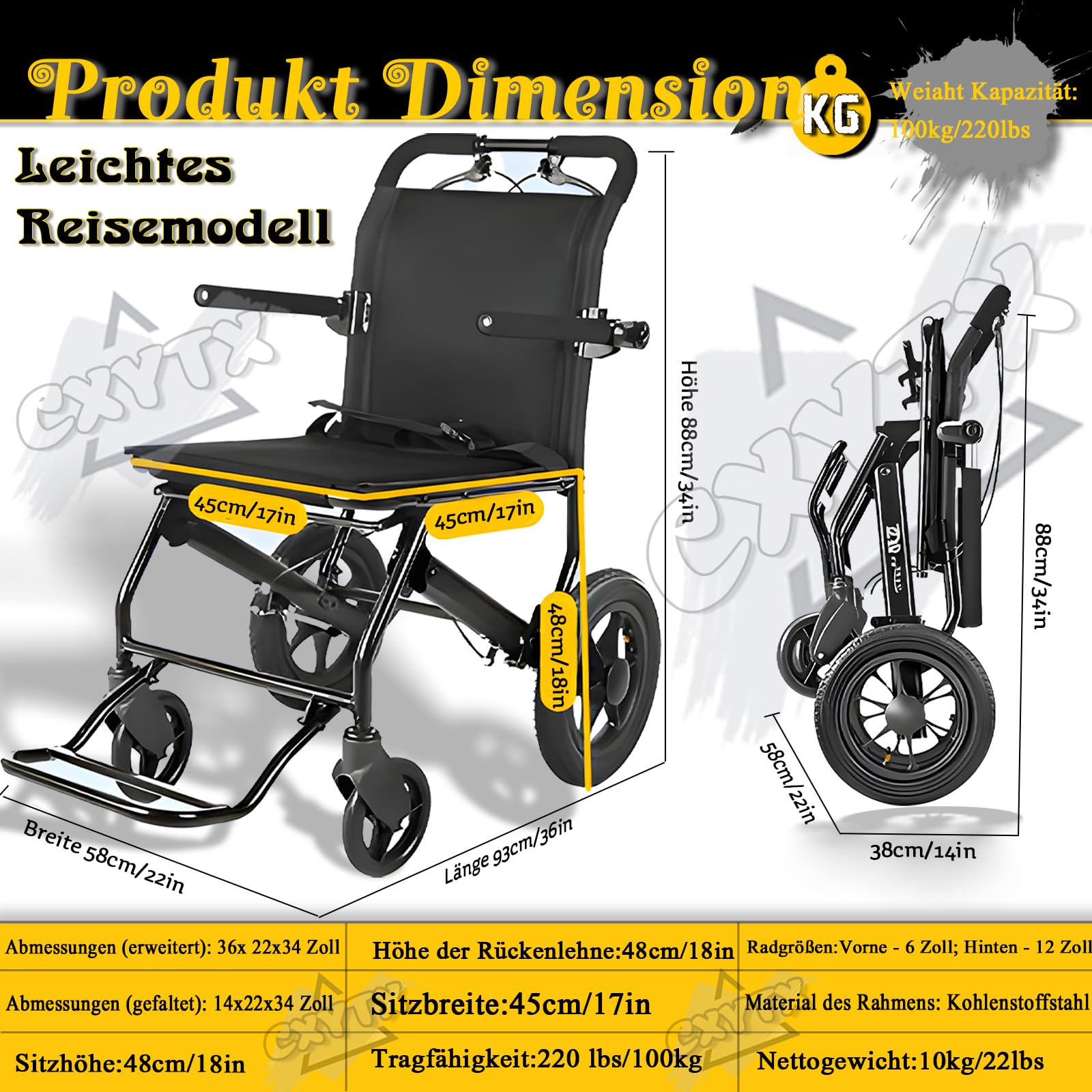 Silla De Ruedas Manual Plegable Ultraligera Para Ancianos Y Discapacitados - Fácil De Transportar Con Ruedas Traseras De 12 Pulgadas, Diseño Ergonómico Y Fácil Maniobrabilidad,Without basket