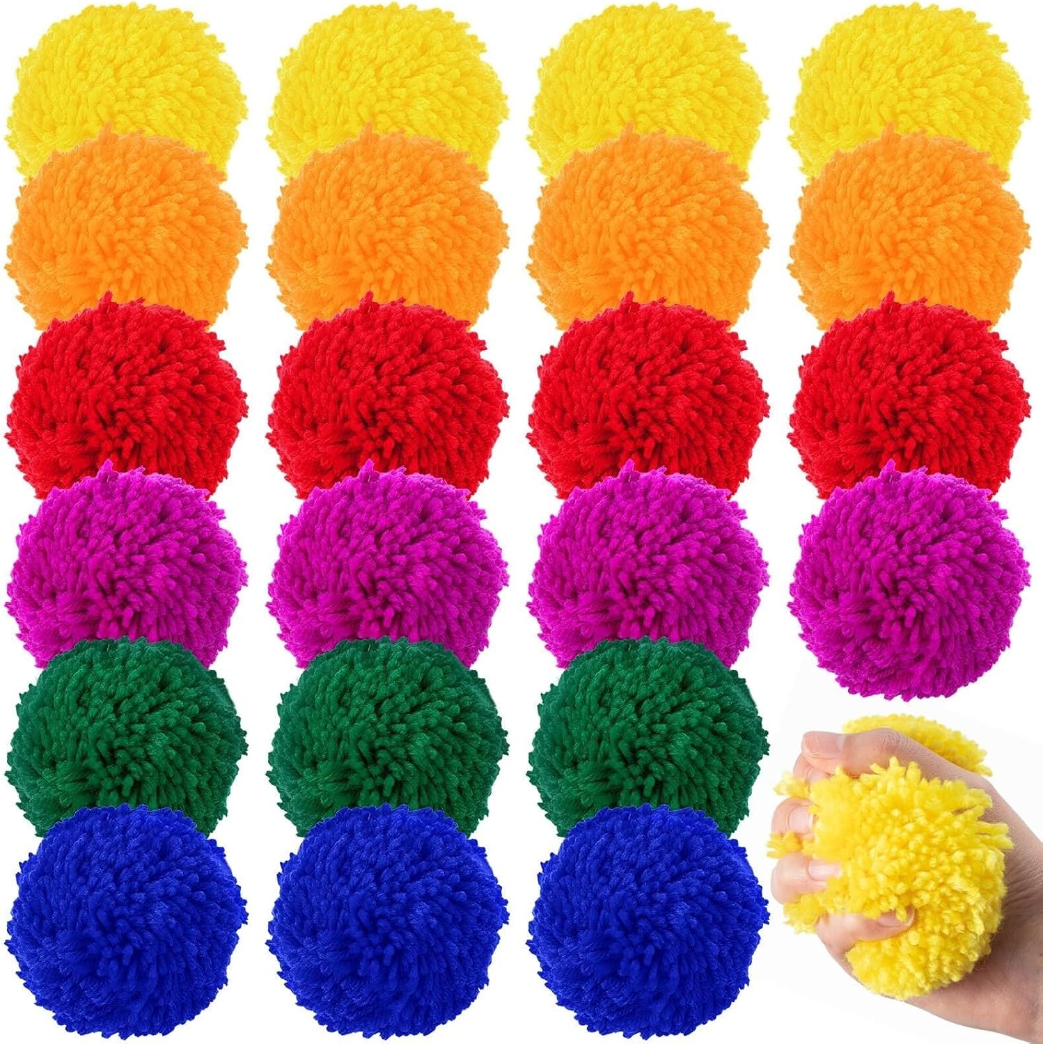 HOPZY 24 Pcs Kickball Dodgeballs 4 Inches Soft Acrylic Yarn Dodgeballs Playground Balls Large Hand Ball Physical Education Equipment for Adults Handball Outdoor Game Indoor Play, 6 Colors