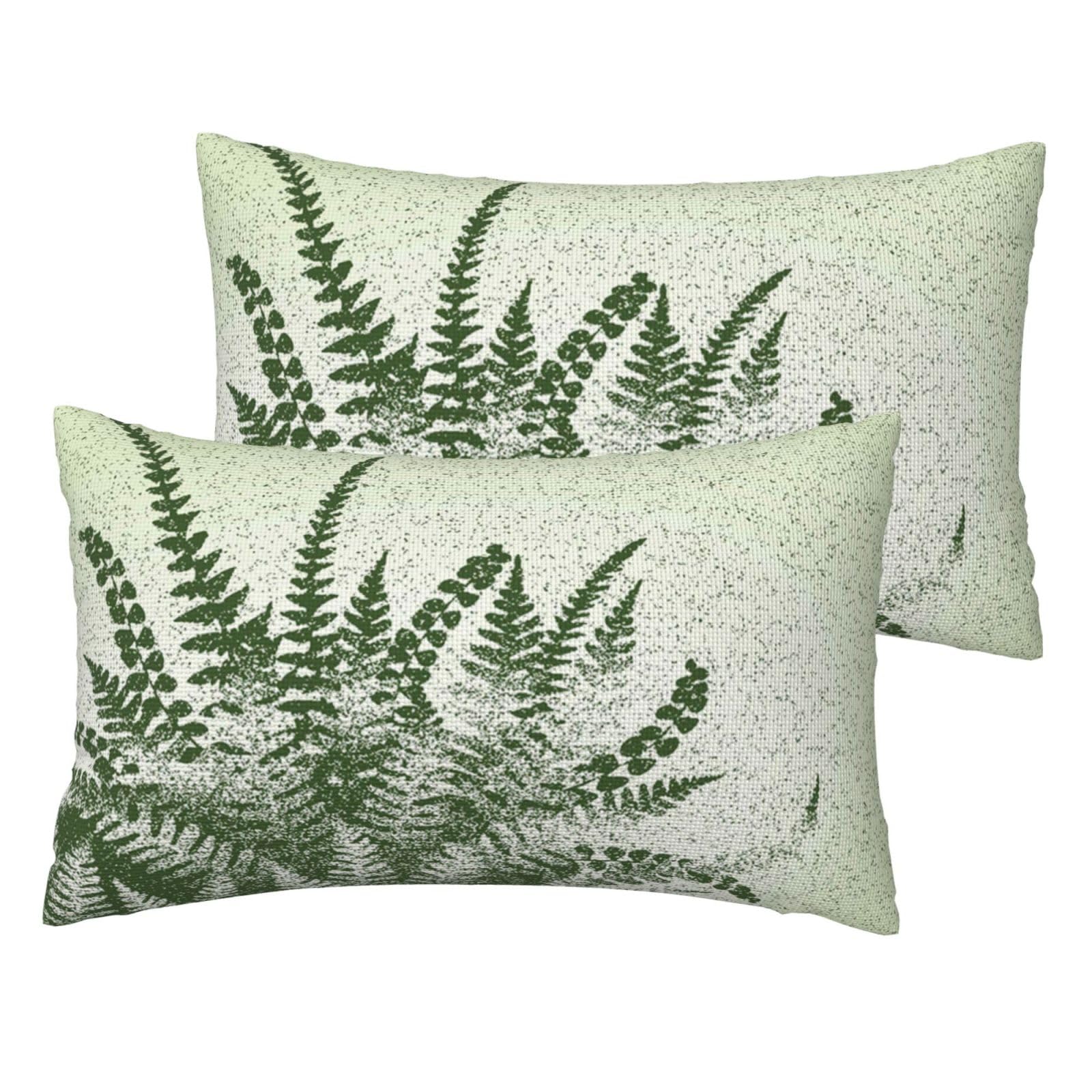 Housse de coussin lin motif fougère lot de 2 housses de coussin décoration salon canapé lit