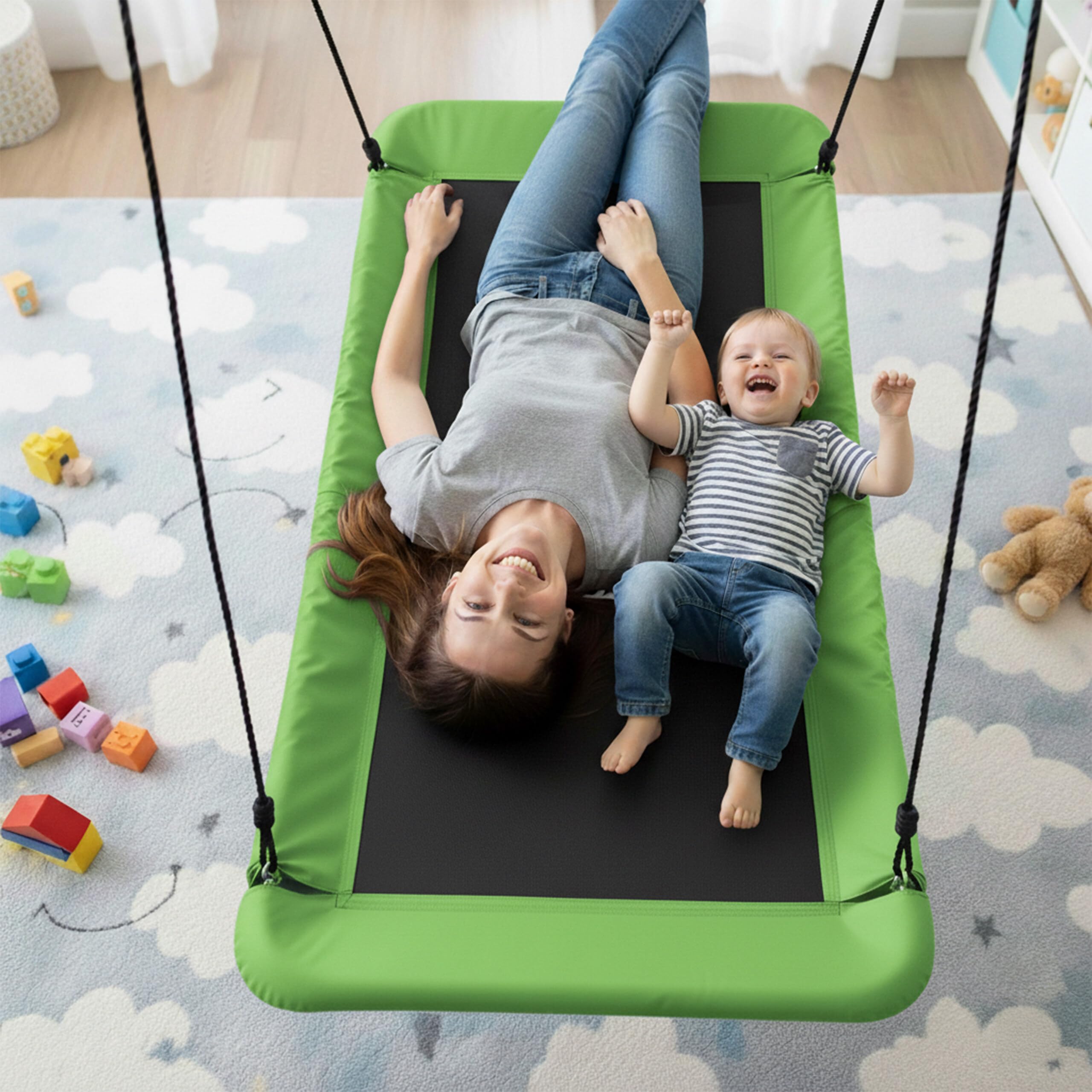Relaxdays Balançoire-nid courbée pour Enfants et Adultes, 150 kg, Vert, 165 x 150 x 80 cm