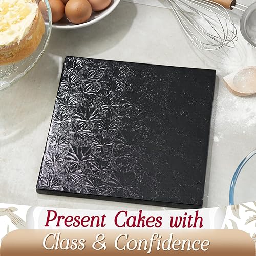 Miniatura 24 de Cakebon Tableros cuadrados para tartas, tambores resistentes de 1/2 pulgada de grosor, bordes envueltos profesionalmente de 14 pulgadas