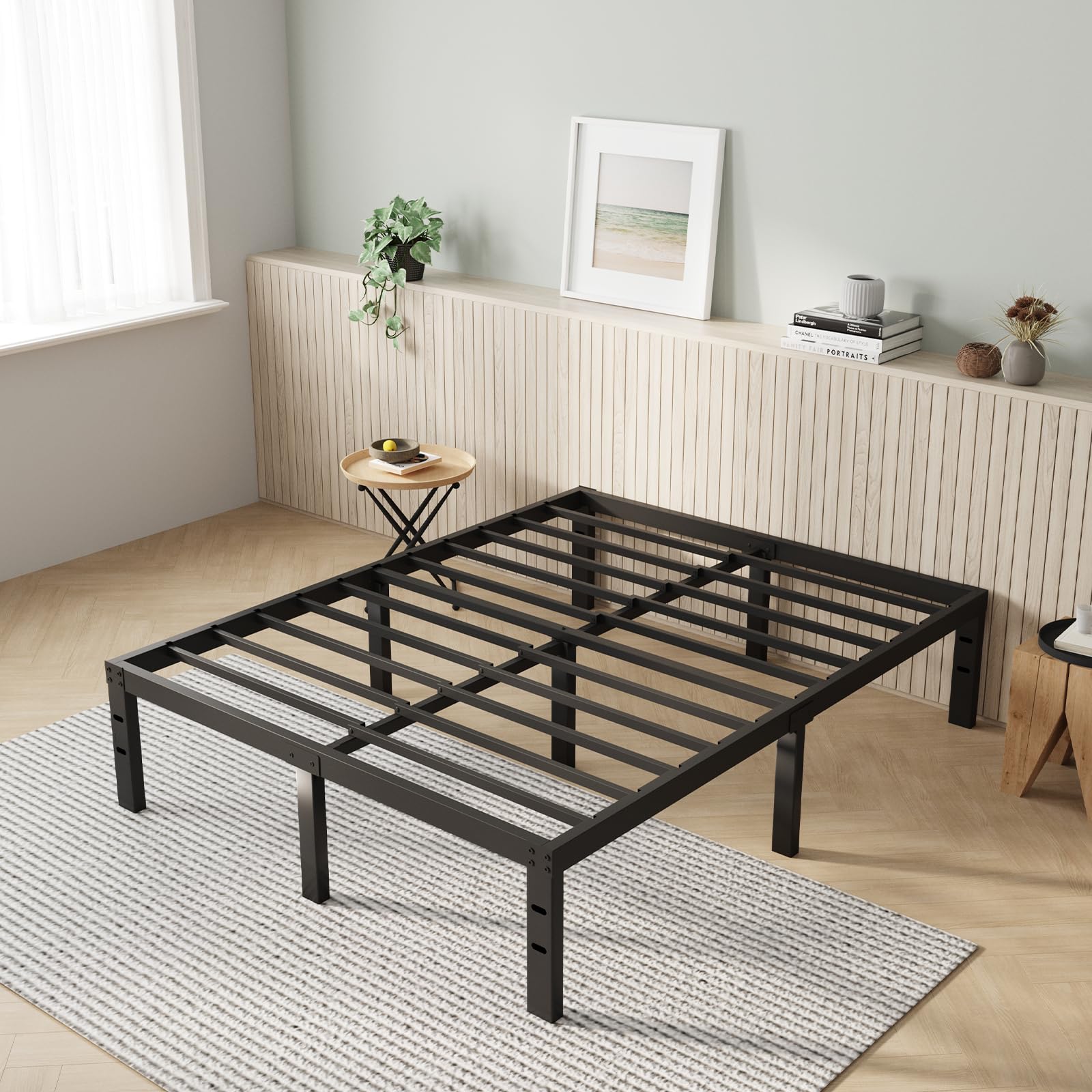 novilla bed frame full size, 12 inch simplicity metal platform full size bed frame with underbed storage, no box spring needed, heavy duty steel slat support, for bedroom, guest room, noiseless
