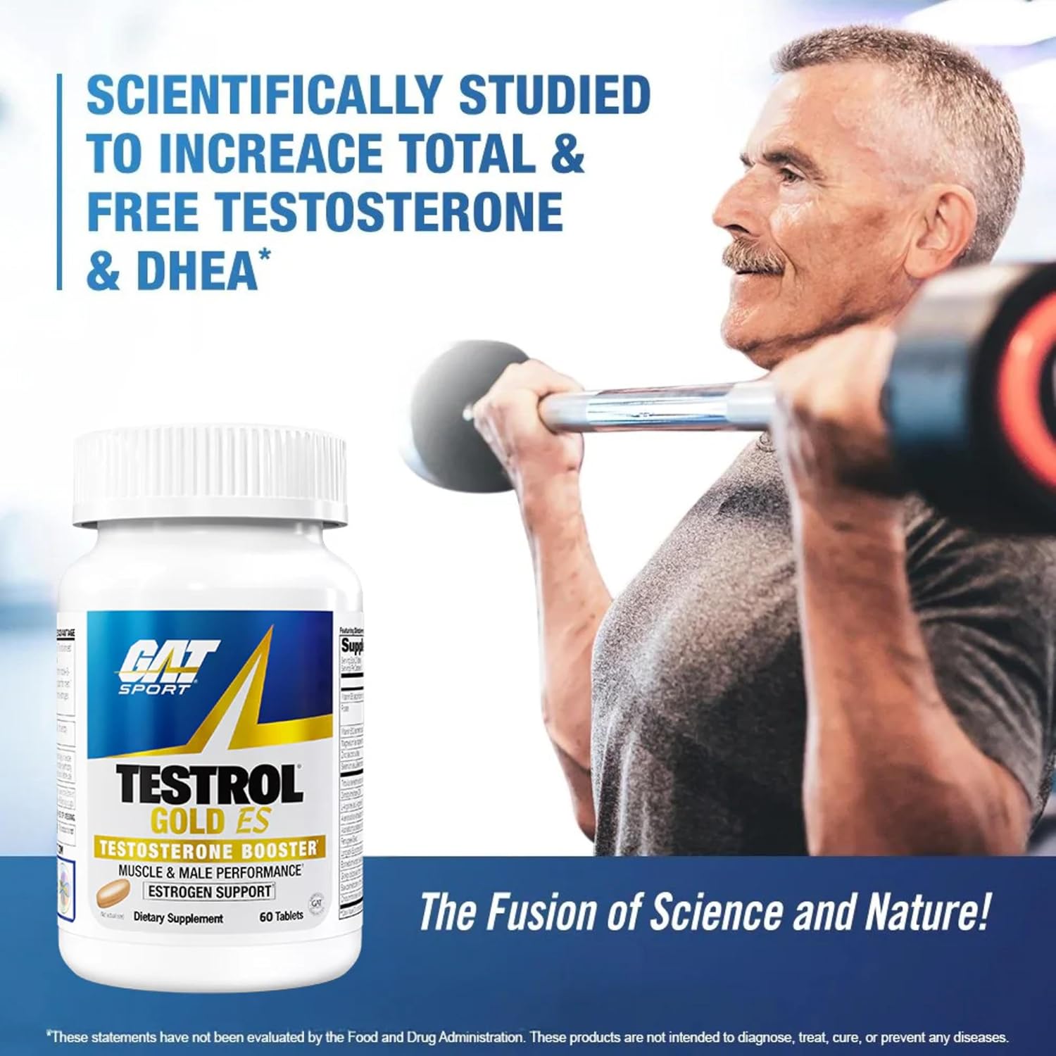 GAT SPORT Testrol Gold ES with Shilajit, Tribulus, DIM, Zinc, Longjack, Fenugreek, Saw Palmetto, Estrogen Balance, 60 Tablets