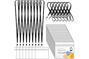 100Pcs Lanyards for Id Badges and 100 Pcs Clear Plastic Horizontal Name...