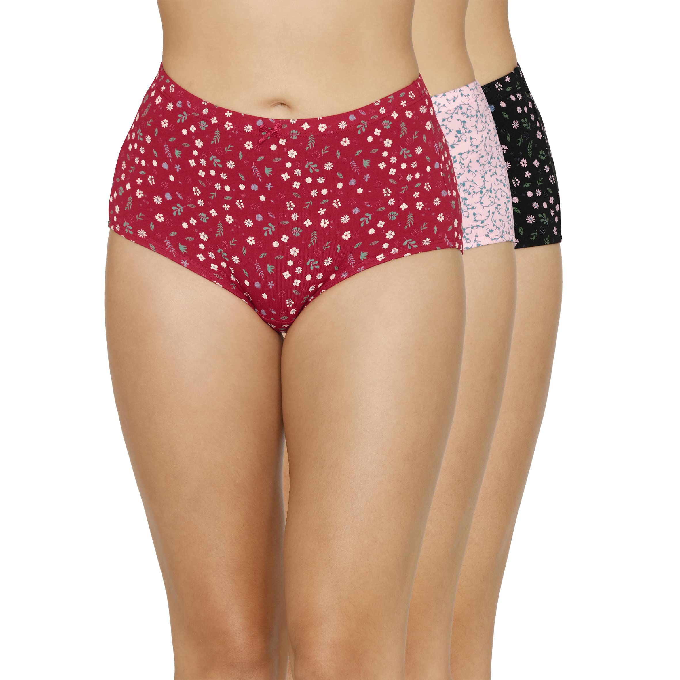 Print High Rise Full Coverage Full Brief Panties (Pack of 3) Multicolour-image-5