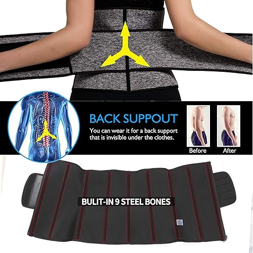 Miniatura 4 de KIWI RATA - Corsé de neopreno para entrenamiento de cintura para mujeres y pérdida de peso, 2 correas de compresión, XL