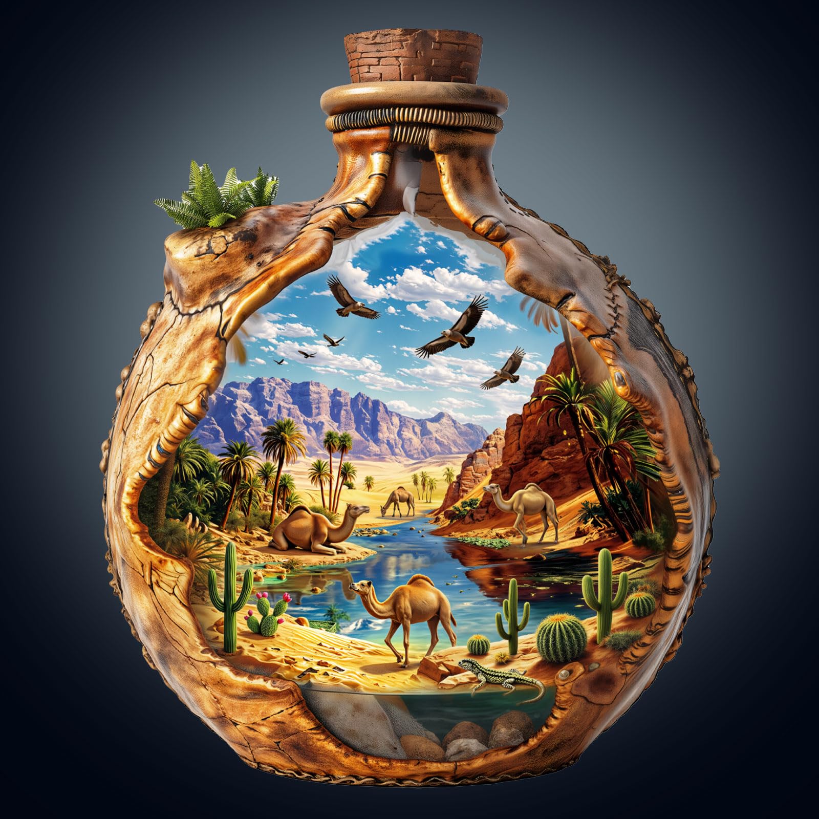 Erwachsenen Holzpuzzle, Holzpuzzle Wüstenoase, Holzpuzzle für Erwachsene, Geburtstags Damen und Herren, Familienpuzzle-Spiel (L- 37 × 30,2 cm 250 Teile)