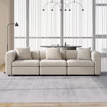 Guyii Velvet Sectional Sofa, Modern Oversized 3-Seat Convertible Sofa with 3 Pillows, 115.74" Long for Living Room, Apartment, Home